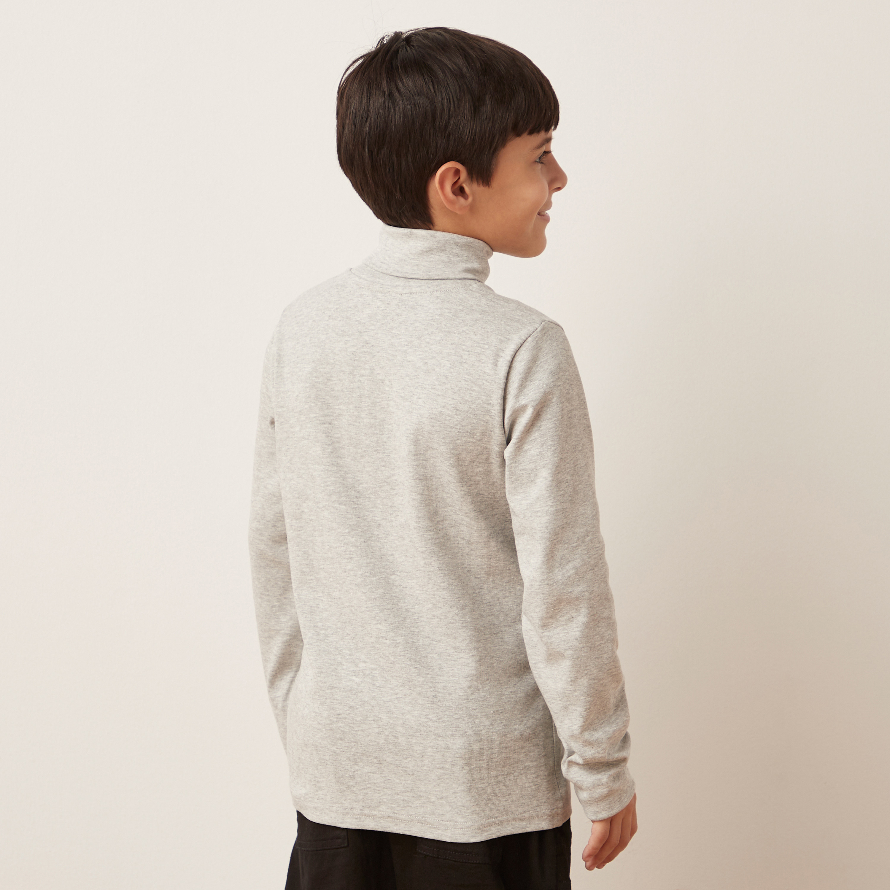 Juniors Solid Turtleneck T-shirt with Long Sleeves-boys-clothing-tshirtsandpolos-image-4