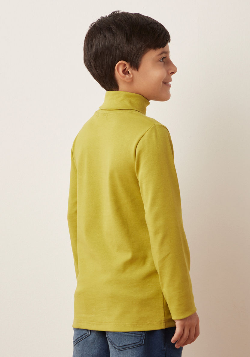 Juniors Solid Turtleneck T-shirt with Long Sleeves-T Shirts-image-3
