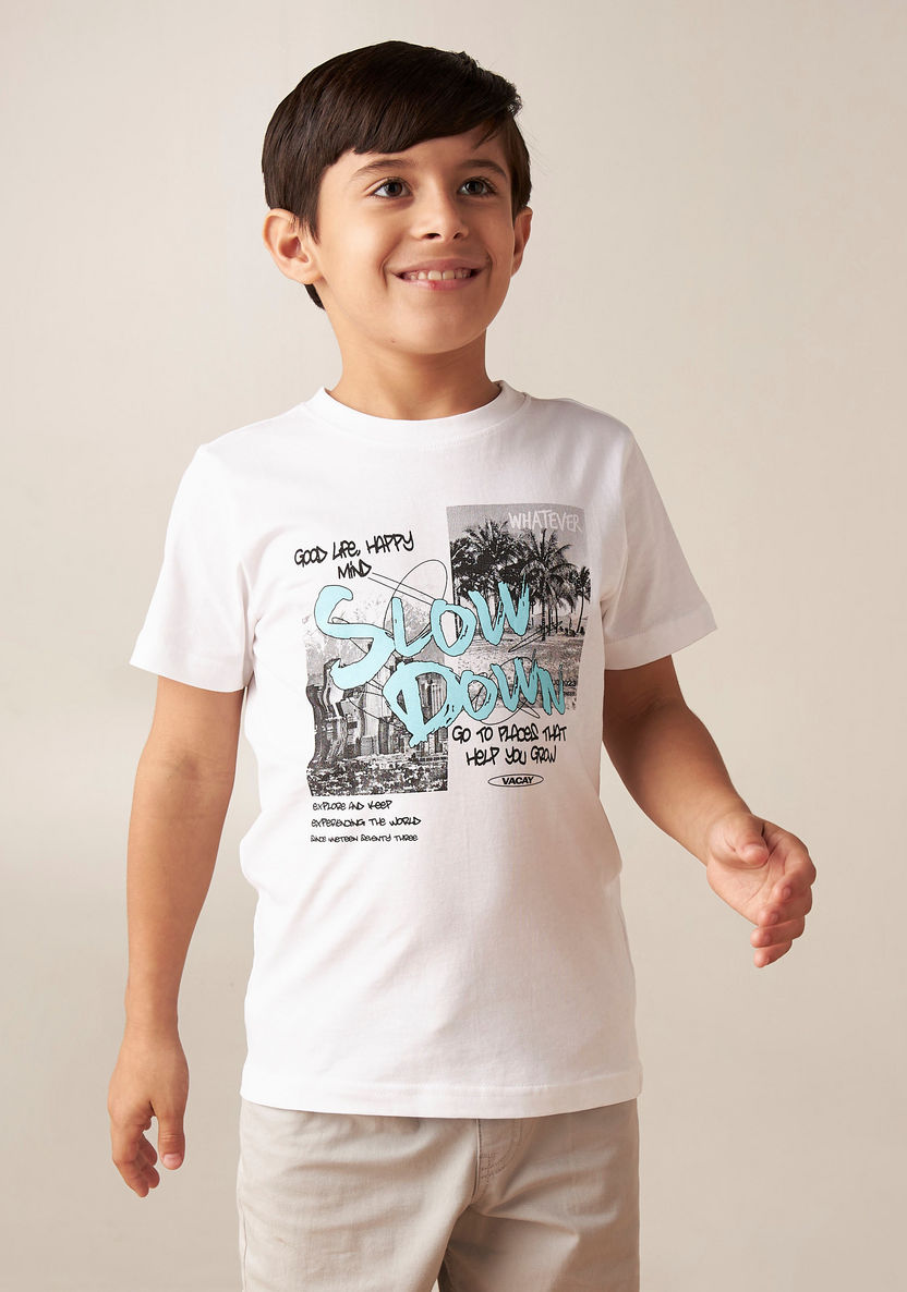 Juniors Printed Crew Neck T-shirt-T Shirts-image-0