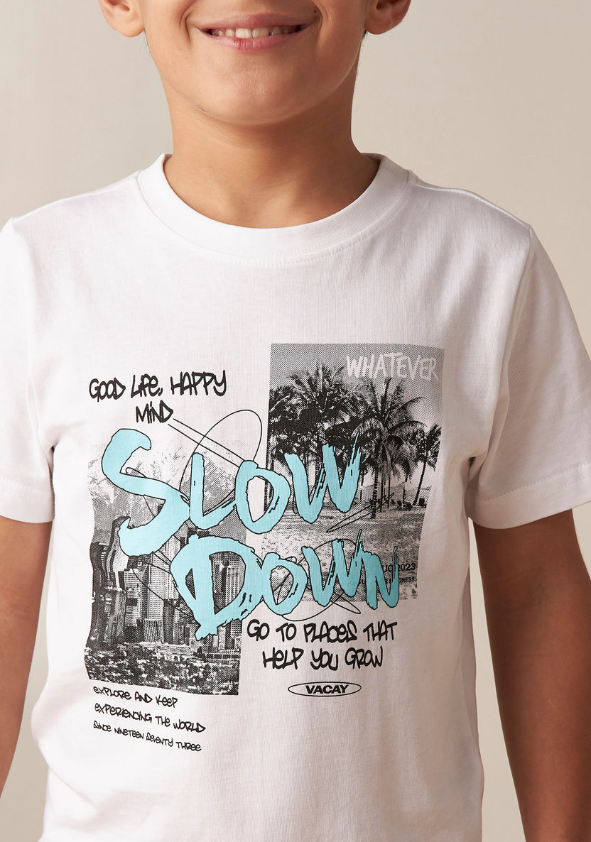 Juniors Printed Crew Neck T-shirt-T Shirts-image-2