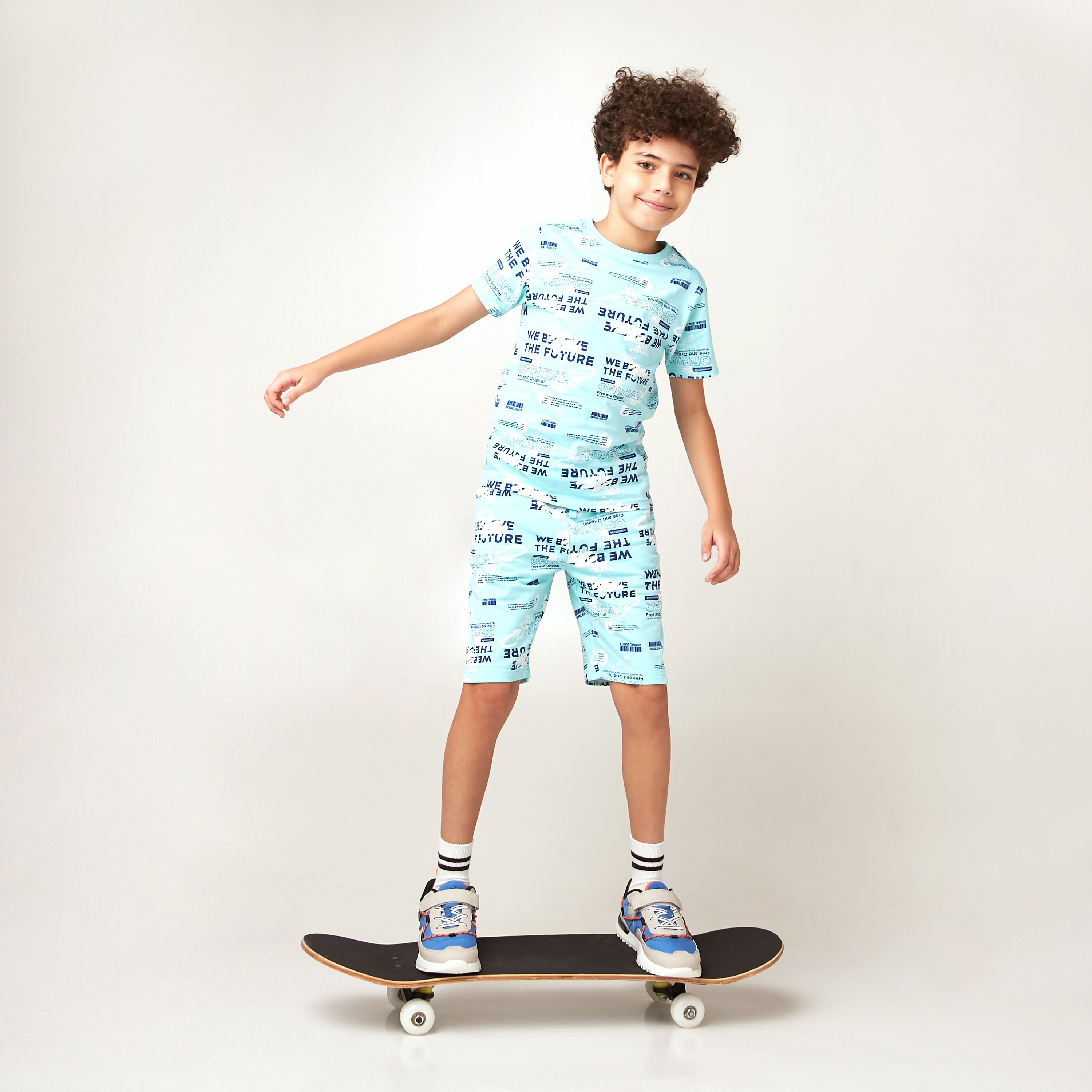 Juniors All-Over Typographic Print T-shirt with Short Sleeves-boys-clothing-tshirtsandpolos-image-2