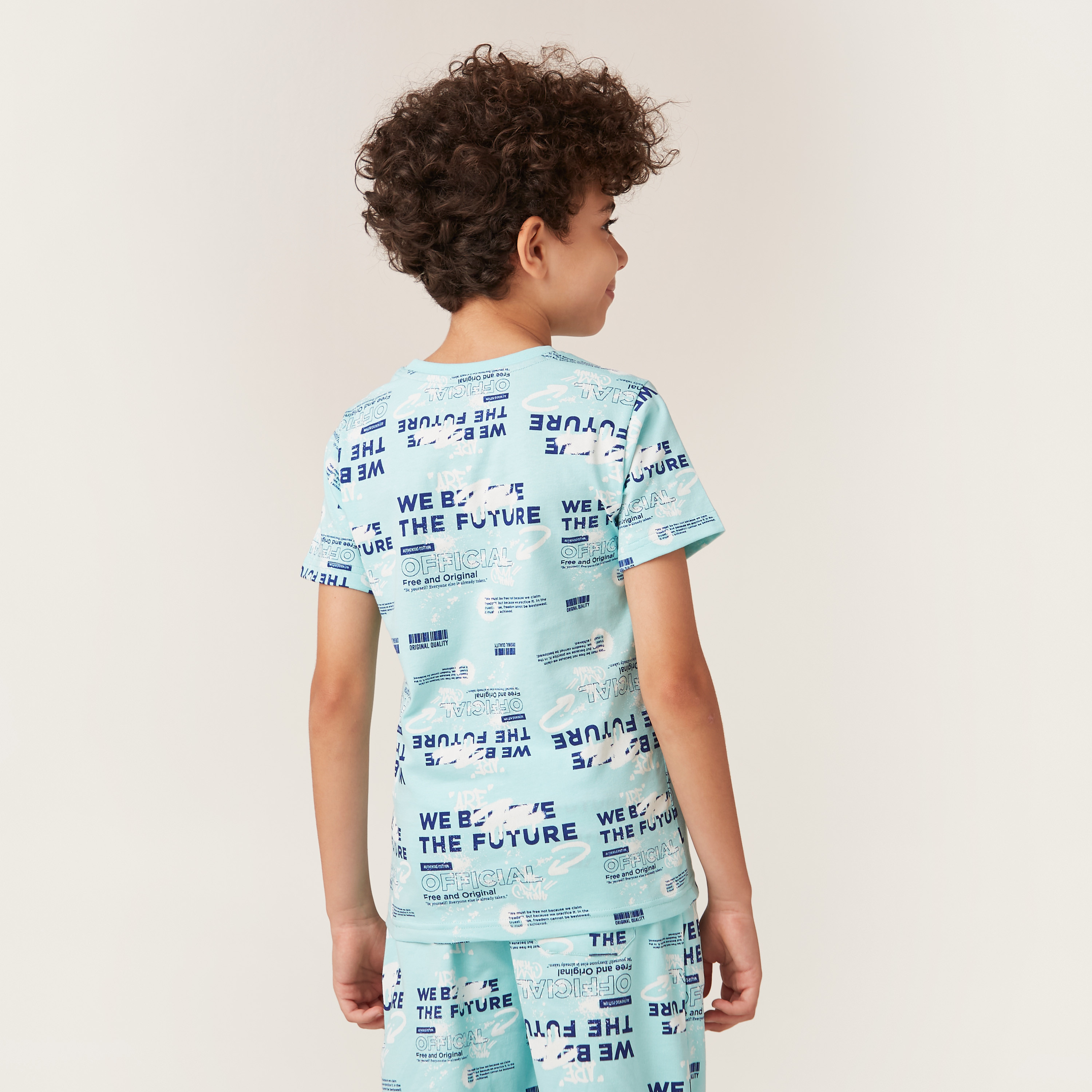 Juniors All-Over Typographic Print T-shirt with Short Sleeves-boys-clothing-tshirtsandpolos-image-4