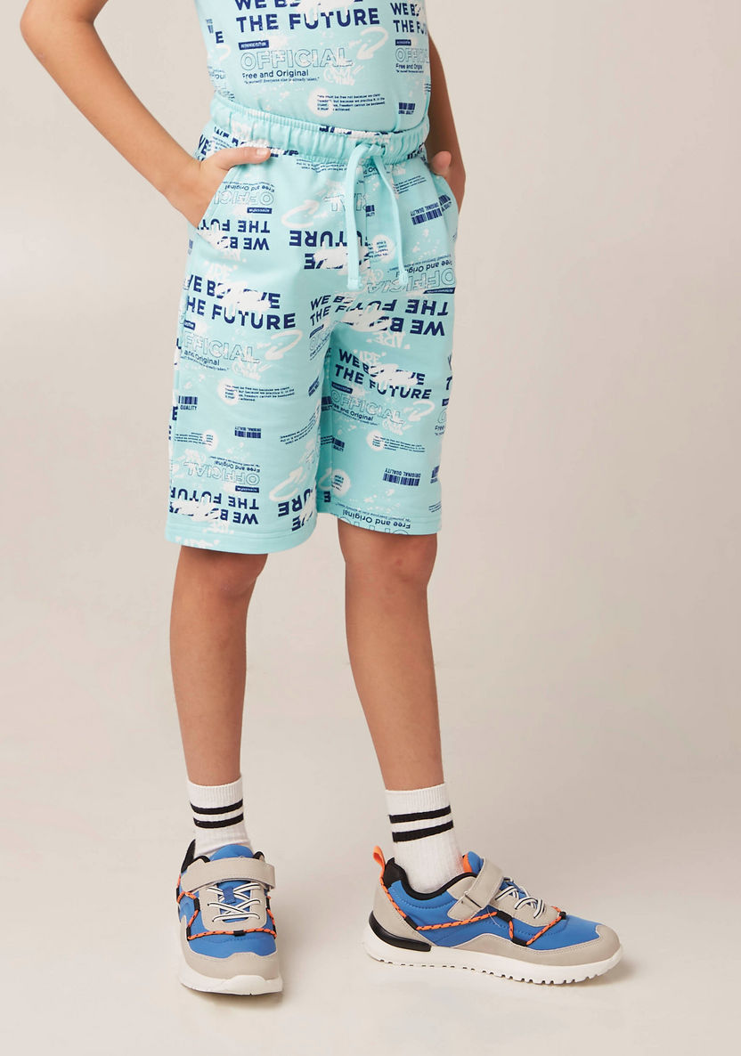 Juniors All-Over Graphic Print Shorts with Elasticated Drawstring Closure-Shorts-image-0