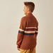 Juniors Striped Pullover with Zip Closure and Long Sleeves-Sweaters and Cardigans-thumbnail-2