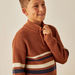 Juniors Striped Pullover with Zip Closure and Long Sleeves-Sweaters and Cardigans-thumbnail-3