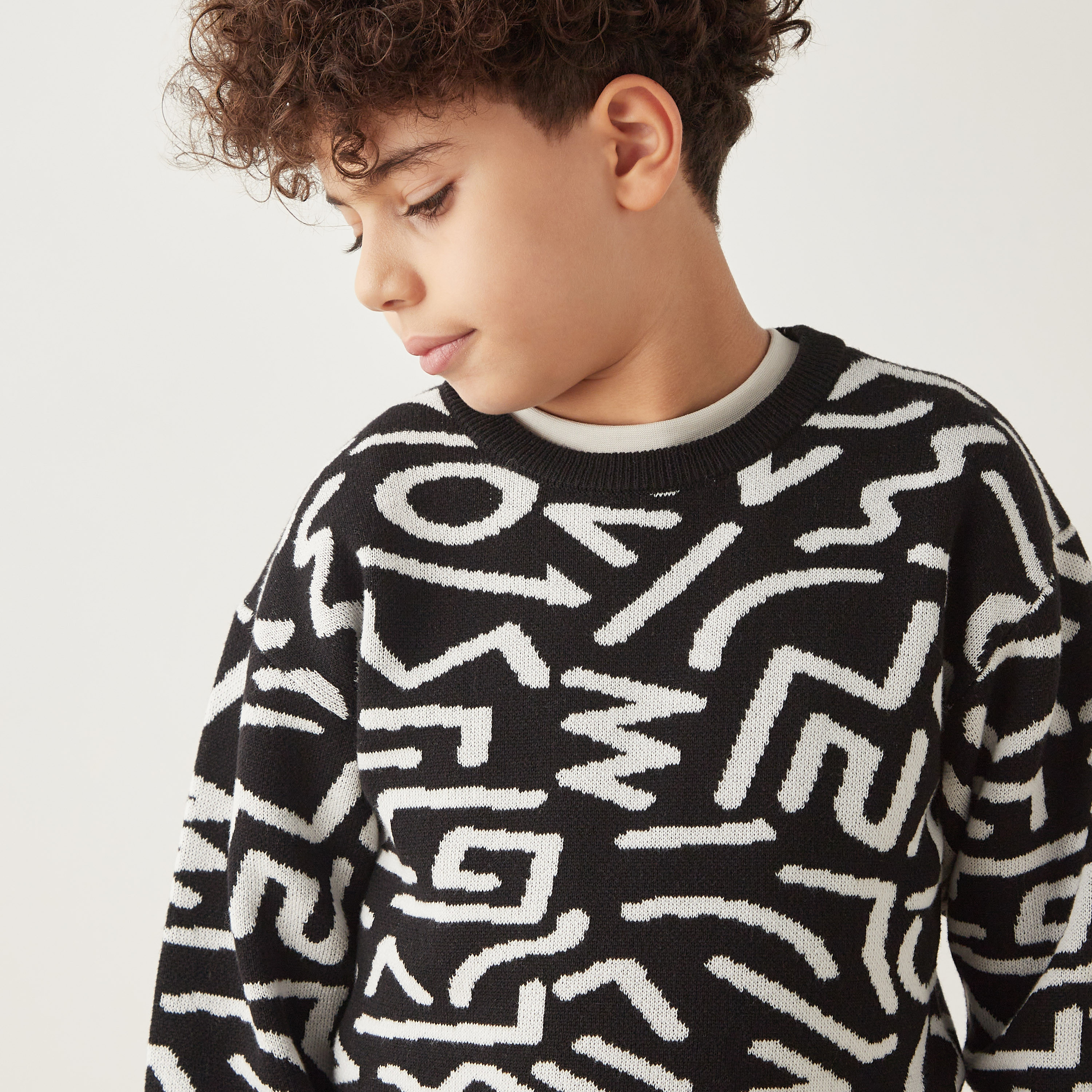 All over outlet print sweater