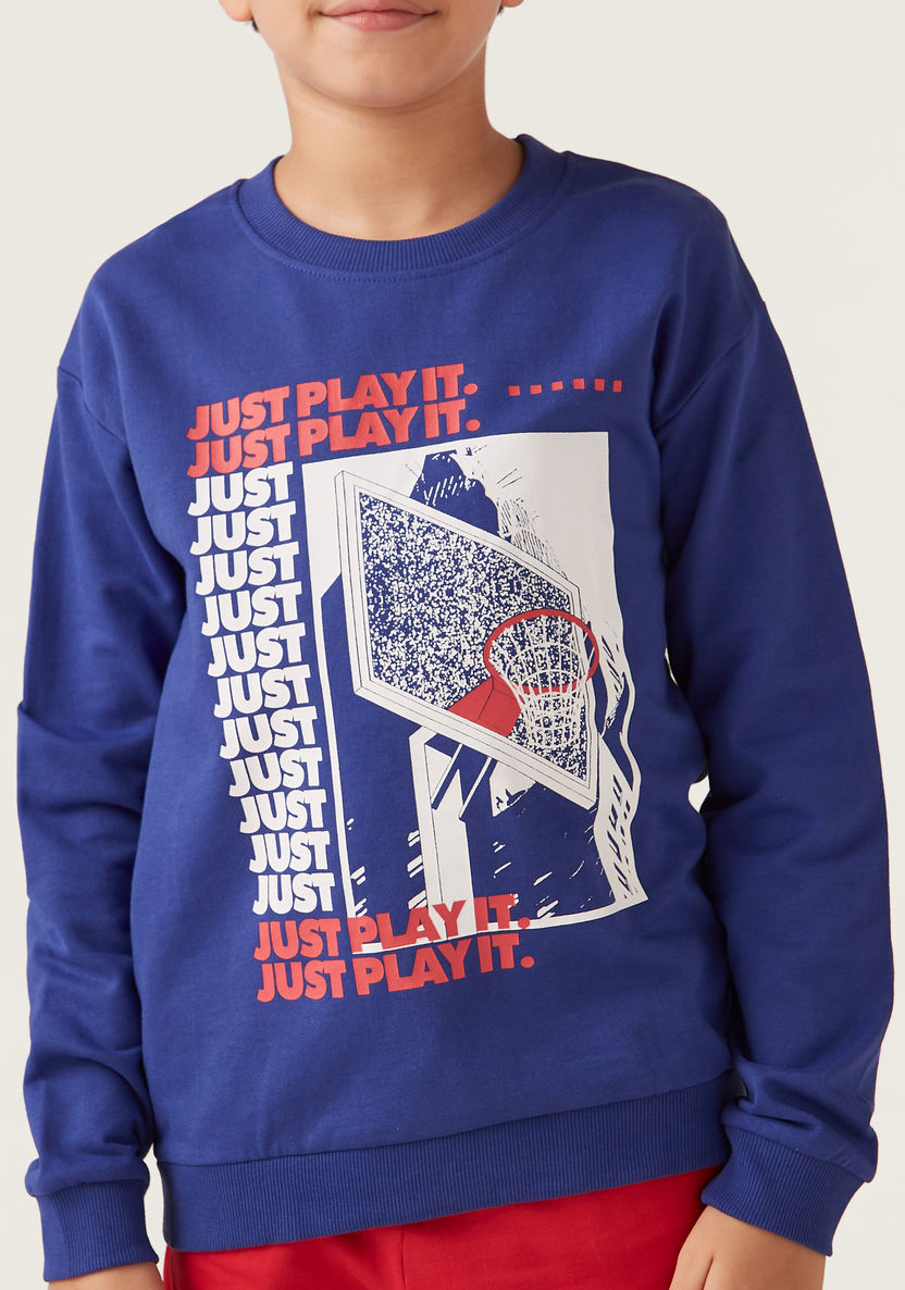 Juniors Slogan Graphic Print Pullover with Long Sleeves and Crew Neck-Sweatshirts-image-2