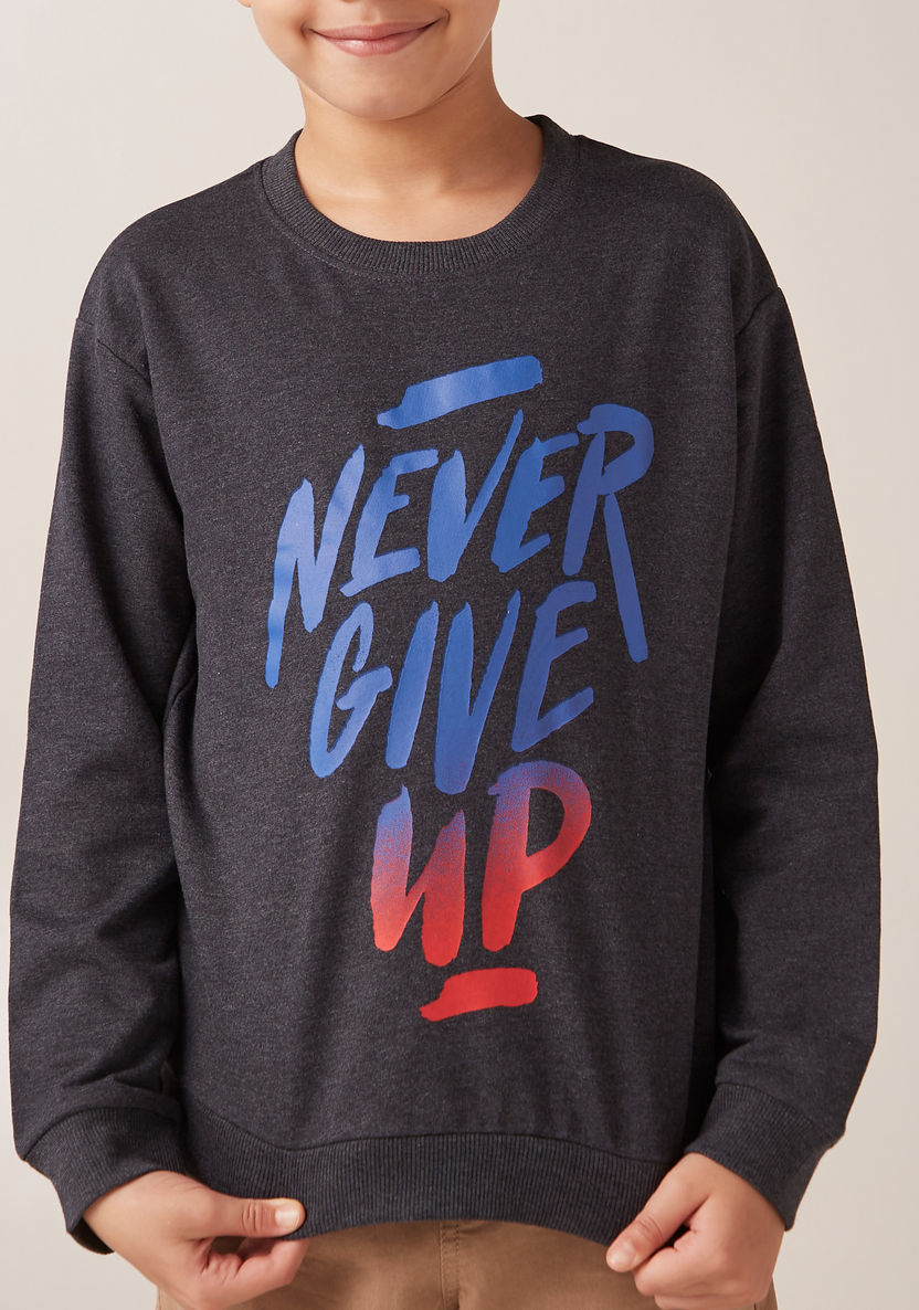 Juniors Typography Print Pullover with Crew Neck and Long Sleeves-Sweaters and Cardigans-image-2