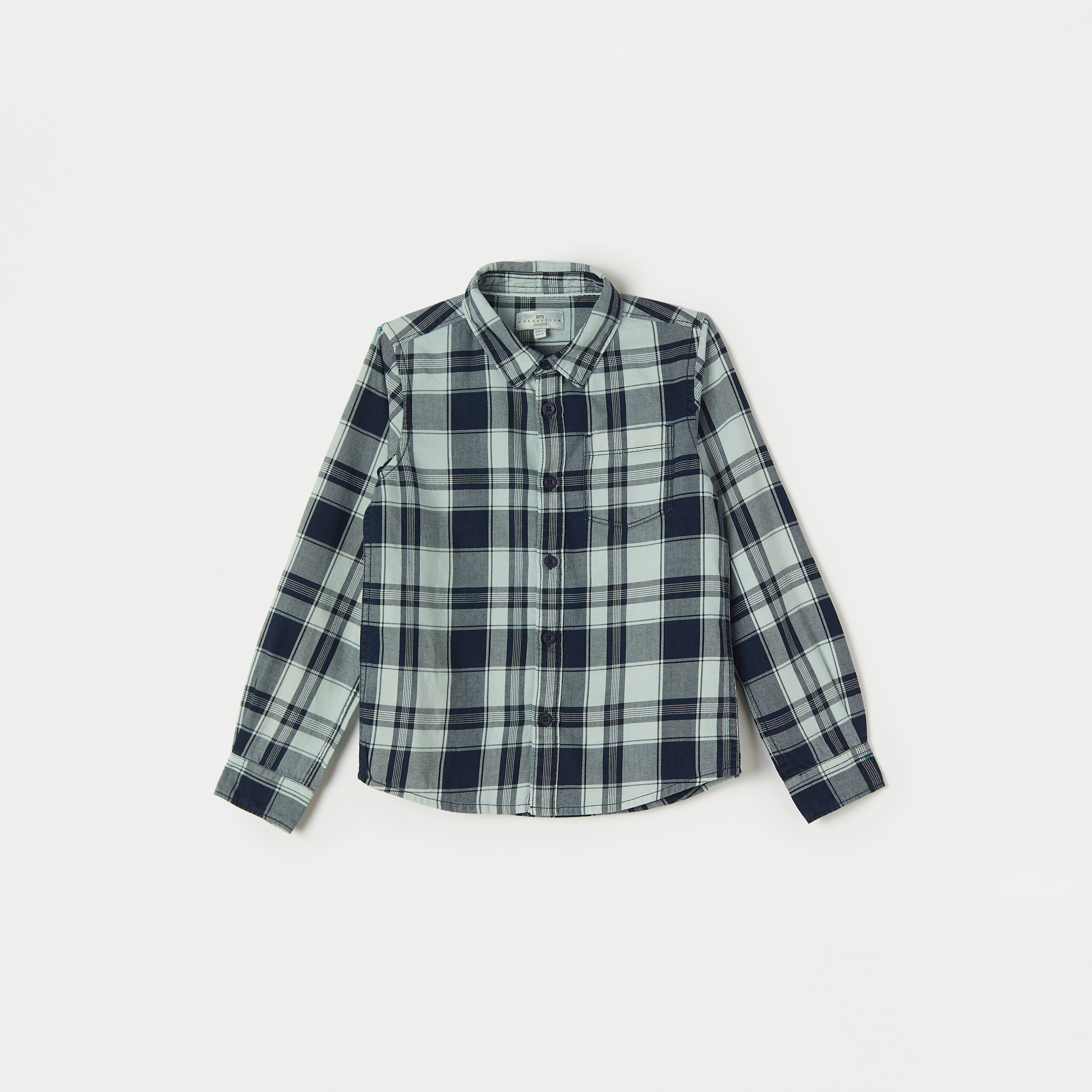 Juniors All-Over Checked Shirt with Long Sleeves-boys-clothing-shirts-image-1