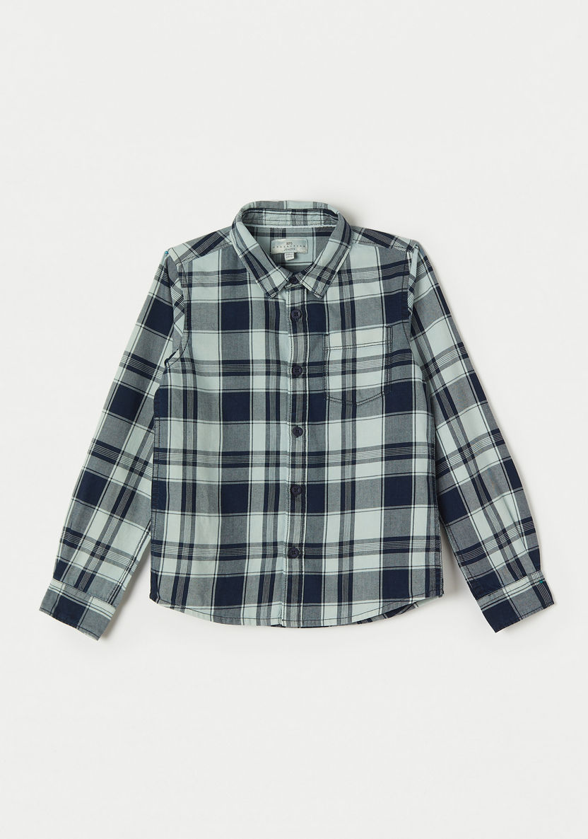 Juniors All-Over Checked Shirt with Long Sleeves-Shirts-image-0