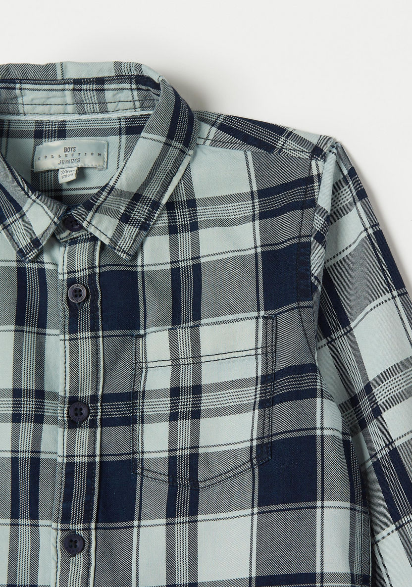 Juniors All-Over Checked Shirt with Long Sleeves-Shirts-image-1