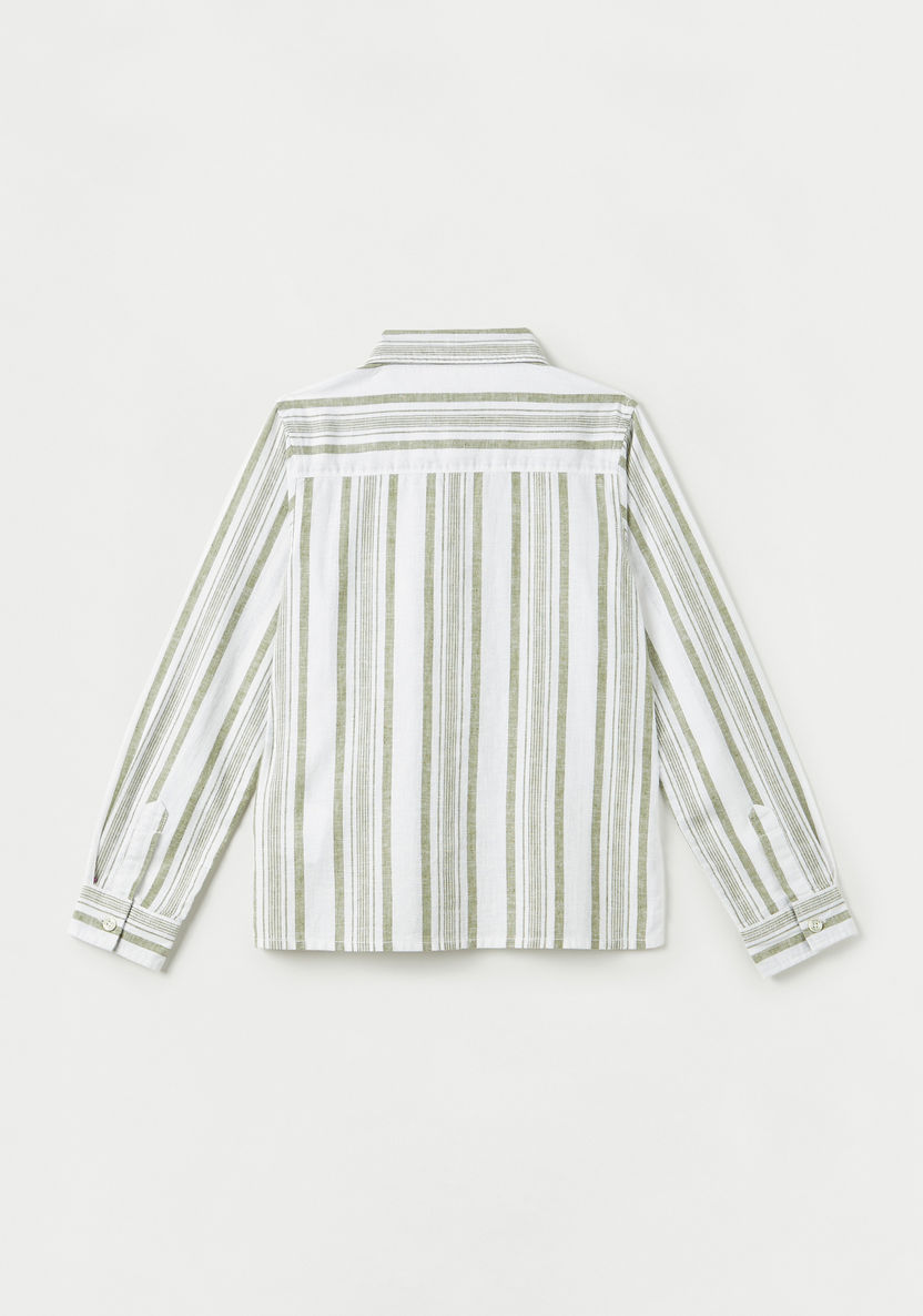 Juniors All-Over Striped Shirt with Chest Pocket and Long Sleeves-Shirts-image-3