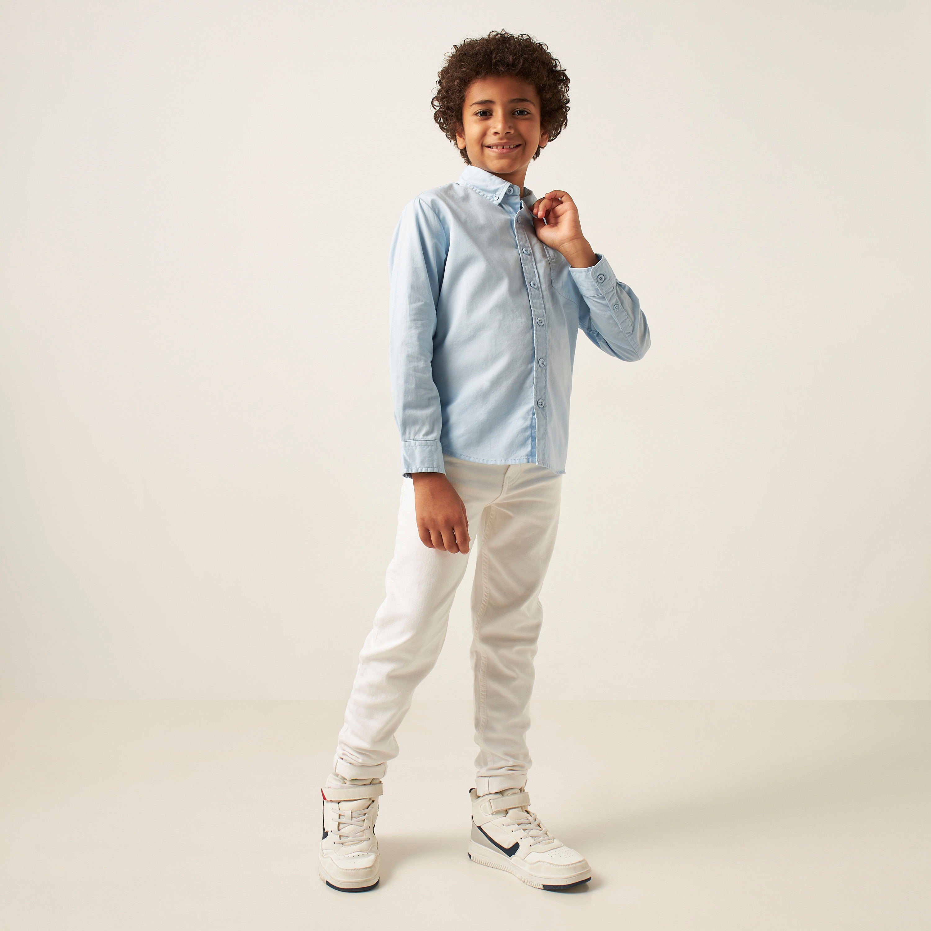 Juniors Solid Shirt with Button Closure and Chest Pocket-boys-clothing-shirts-image-2