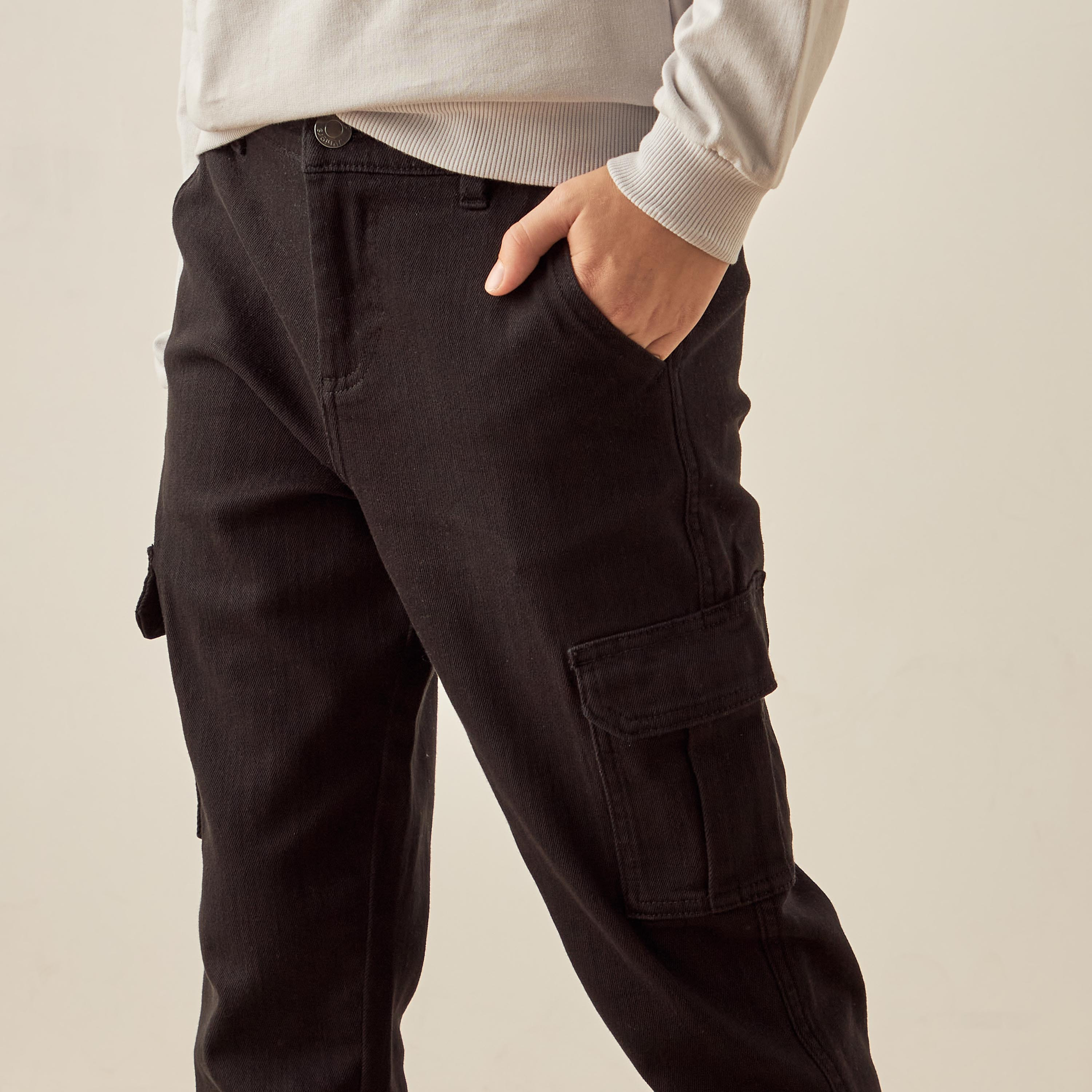 بنطلون جينز سادة كارجو للأولاد من جونيورز-boys-clothing-bottoms-jeans-image-3