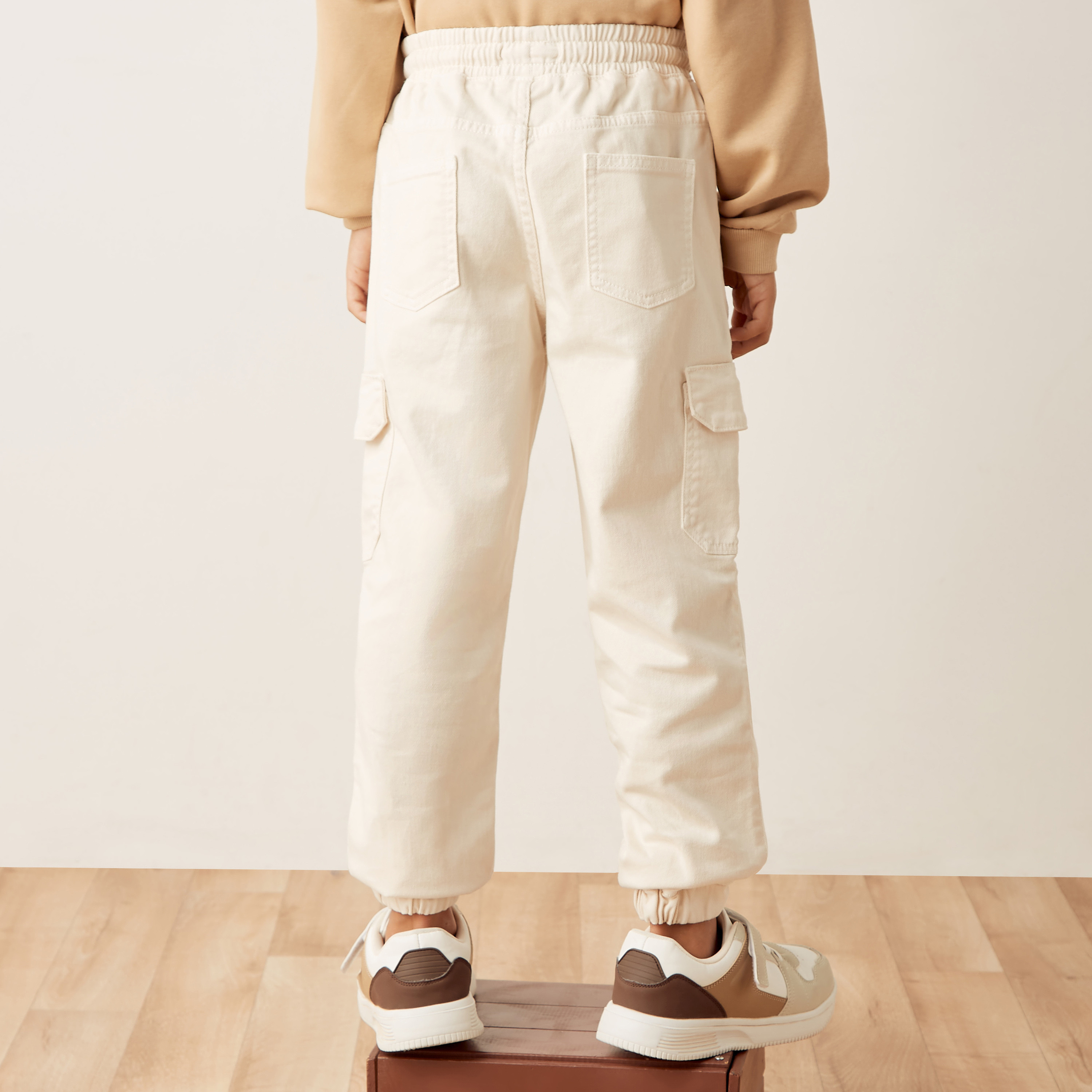 Juniors Solid Cargo Joggers with Drawstring Closure-boys-clothing-bottoms-trousers-image-3
