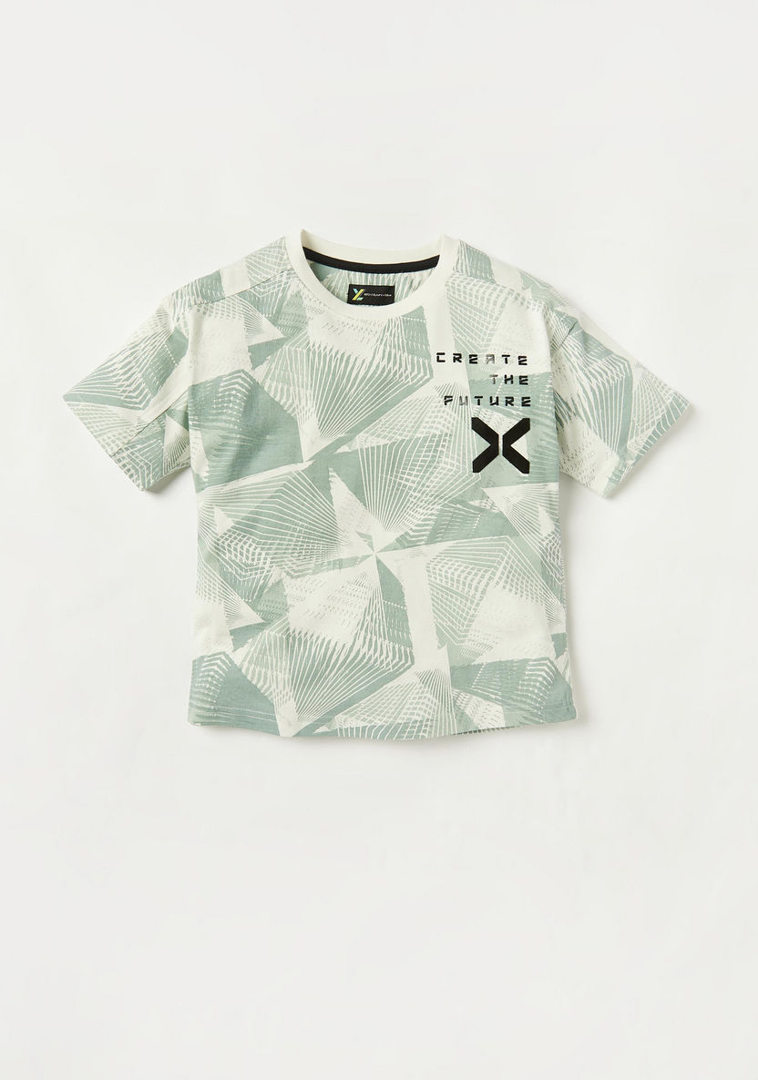 XYZ All-Over Graphic Print Crew Neck T-shirt and Shorts Set-Clothes Sets-image-1