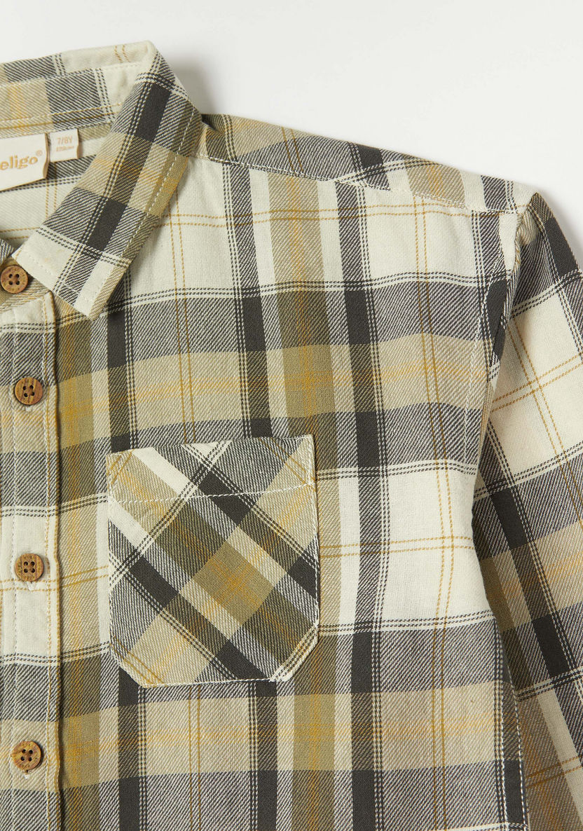 Eligo Checked Shirt with Long Sleeves and Chest Pocket-Shirts-image-1