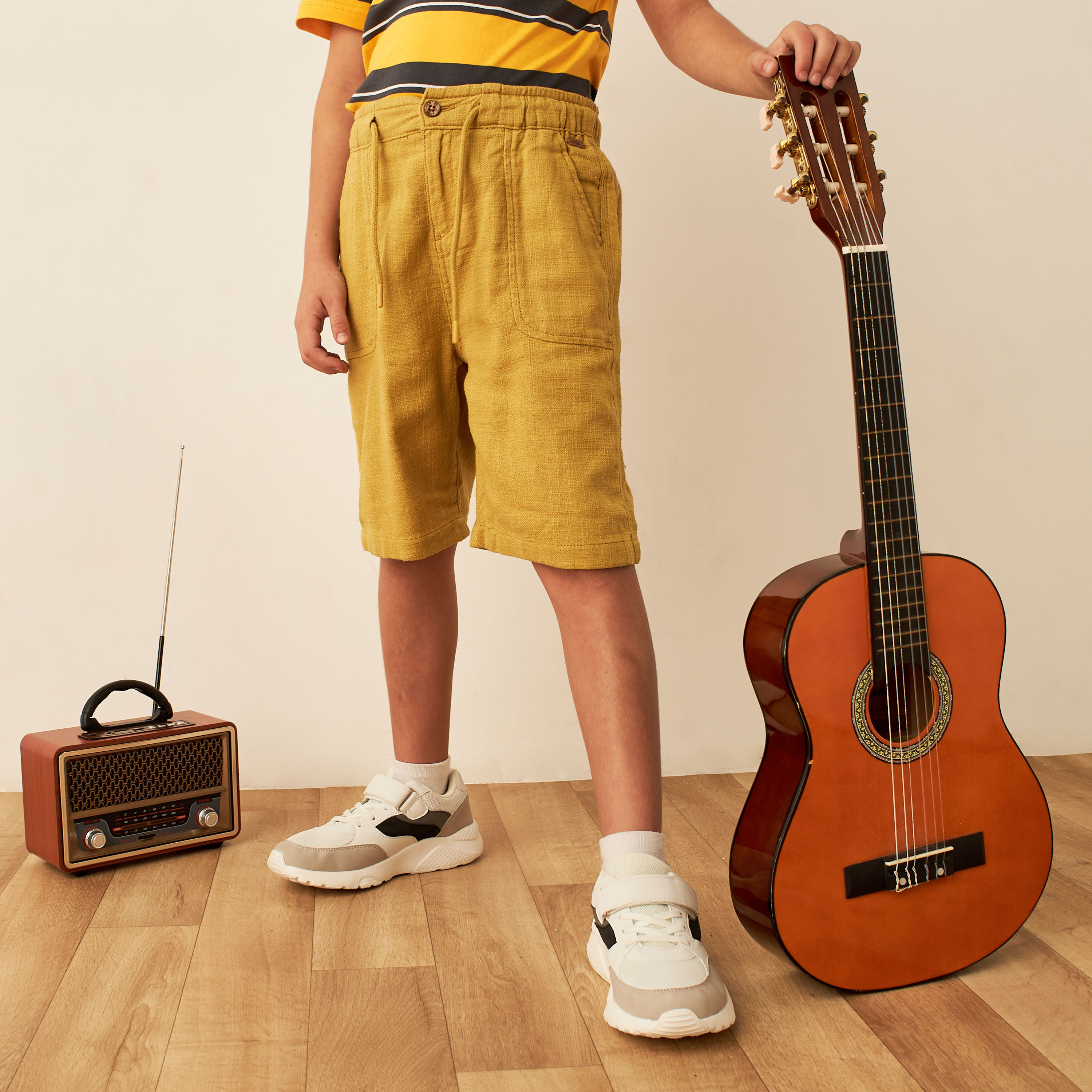 Eligo Solid Shorts with Drawstring Closure and Pockets-boys-clothing-bottoms-shorts-image-2