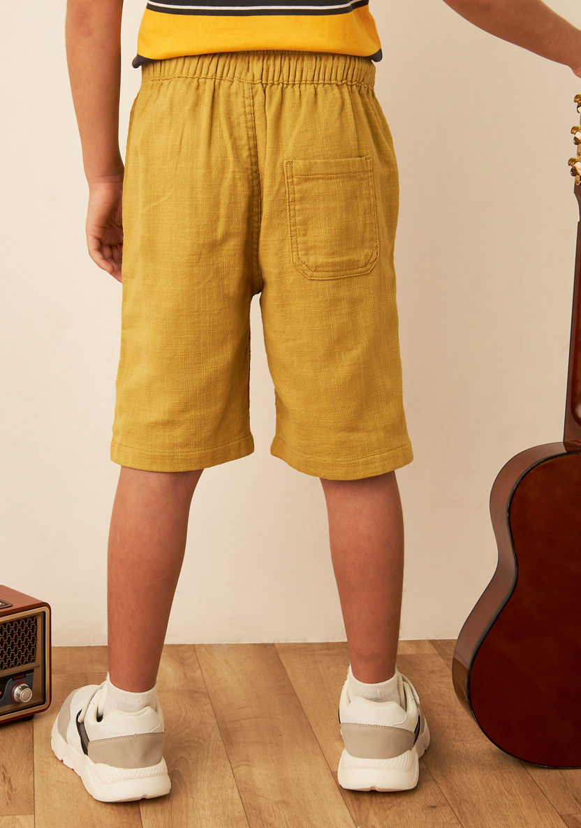 Eligo Solid Shorts with Drawstring Closure and Pockets-Shorts-image-3