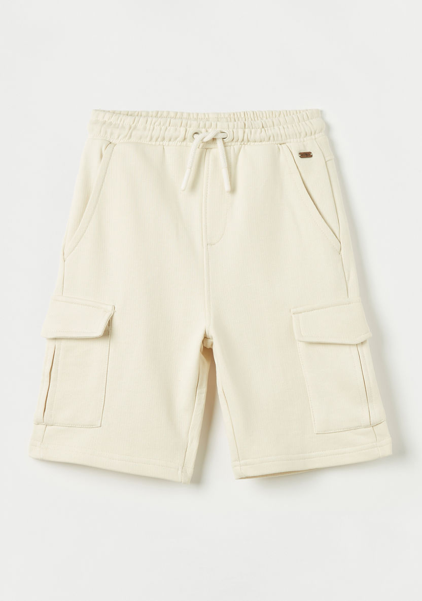Eligo Solid Shorts with Drawstring Closure and Flap Pockets-Shorts-image-0