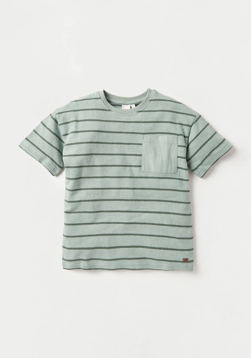 Eligo Striped T-shirt and Solid Shorts Set-Clothes Sets-image-1