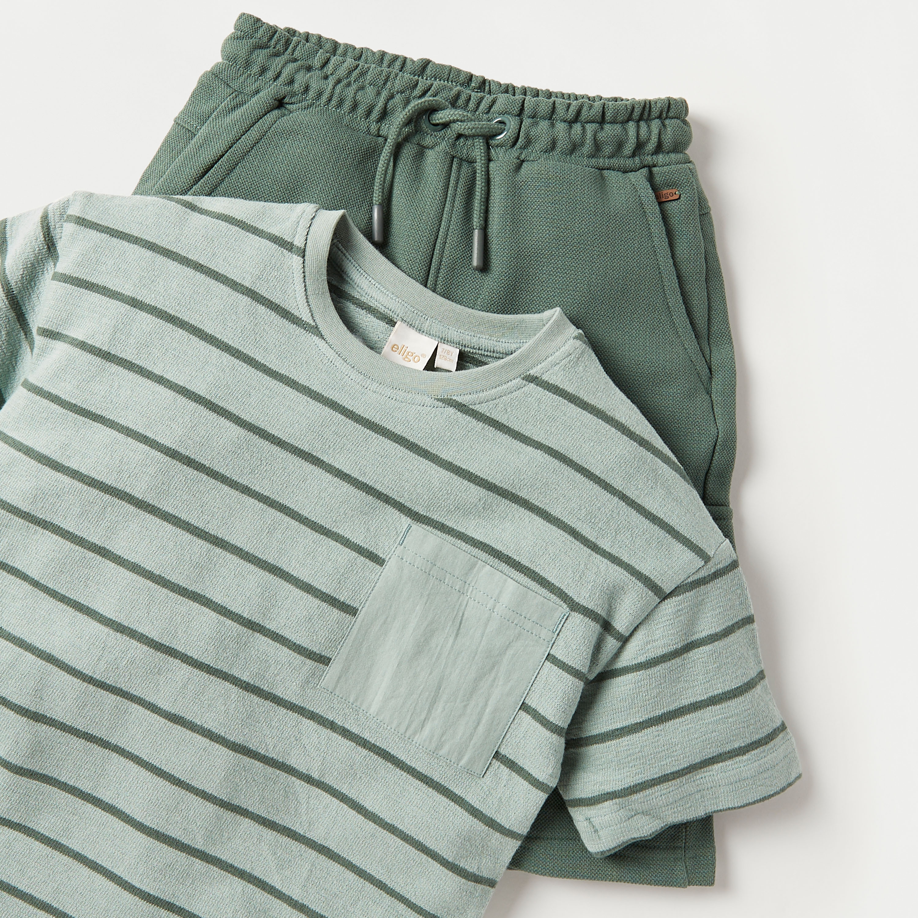 Eligo Striped T-shirt and Solid Shorts Set-boys-clothing-setsandcoords-image-4