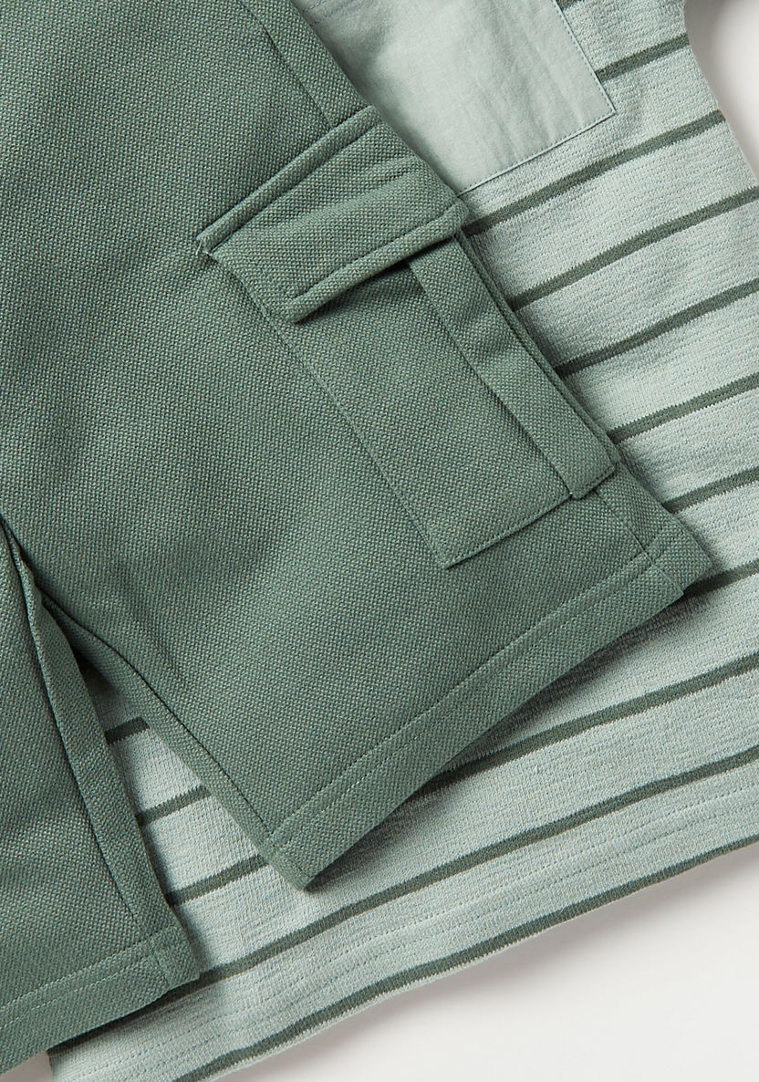 Eligo Striped T-shirt and Solid Shorts Set-Clothes Sets-image-4