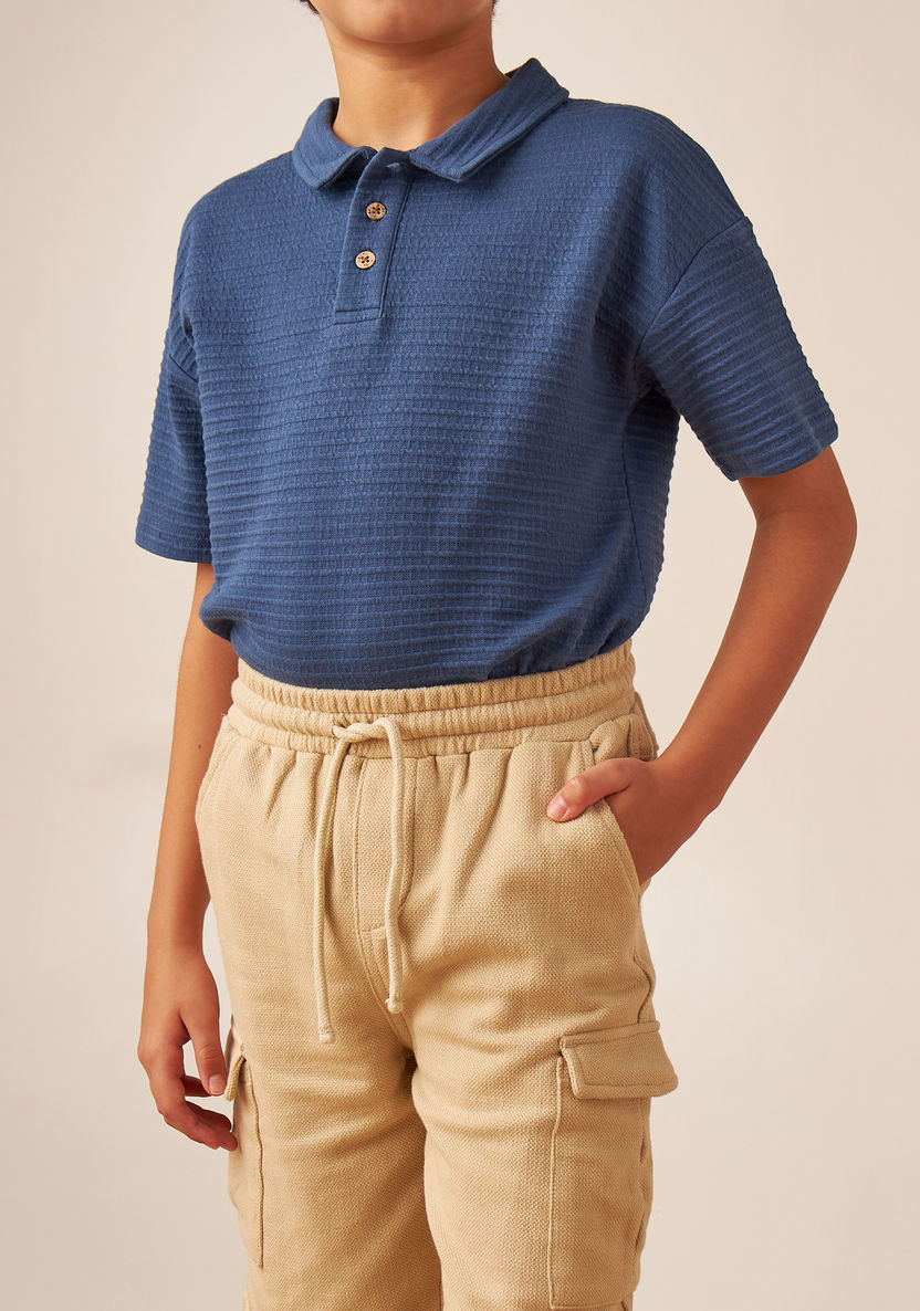 Eligo Textured Polo T-shirt and Shorts Set-Clothes Sets-image-3
