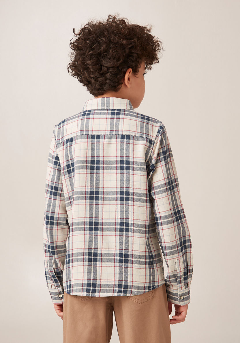 Lee Cooper Checked Shirt with Long Sleeves and Chest Pocket-Shirts-image-3