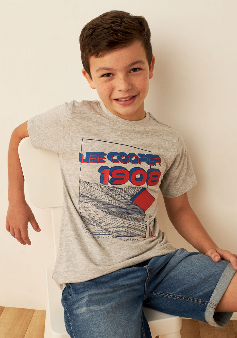 Lee Cooper Logo Print T-shirt and Shorts Set-Clothes Sets-image-1