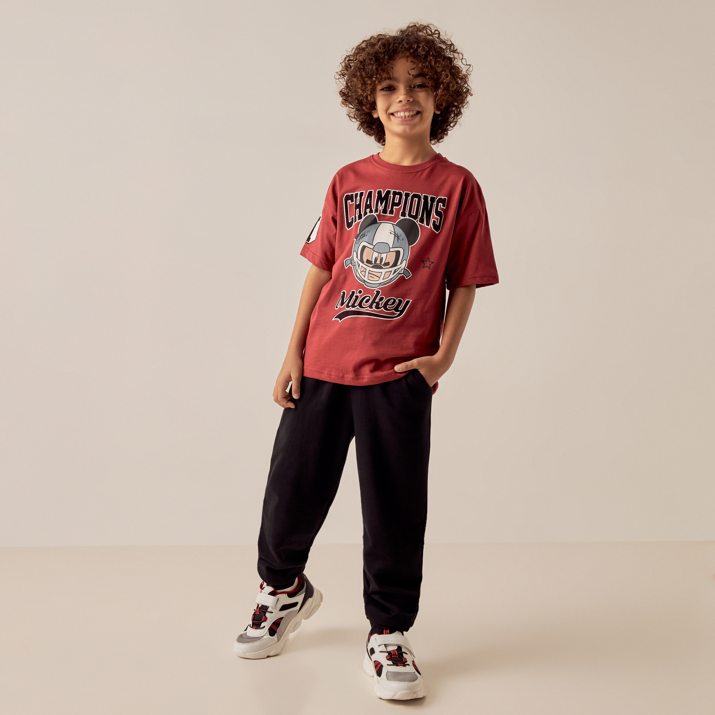 Disney Mickey Mouse Print T-shirt with Short Sleeves-boys-clothing-tshirtsandpolos-image-2