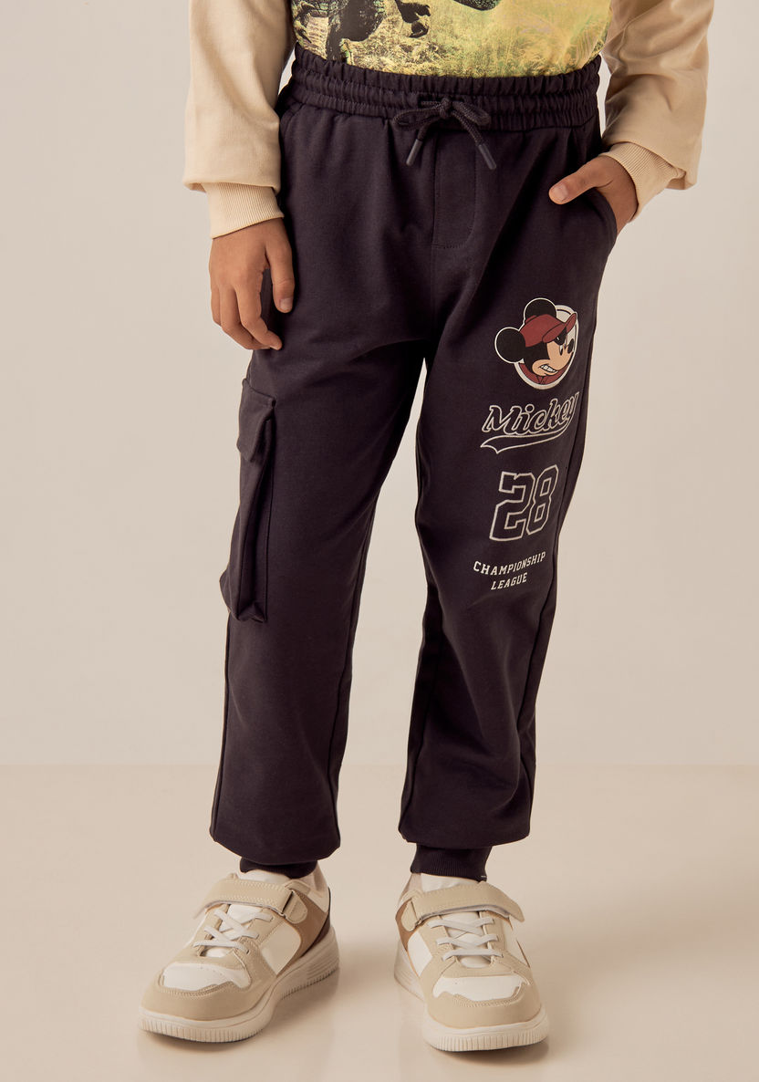 Buy Disney Mickey Mouse Print Cargo Joggers with Drawstring
