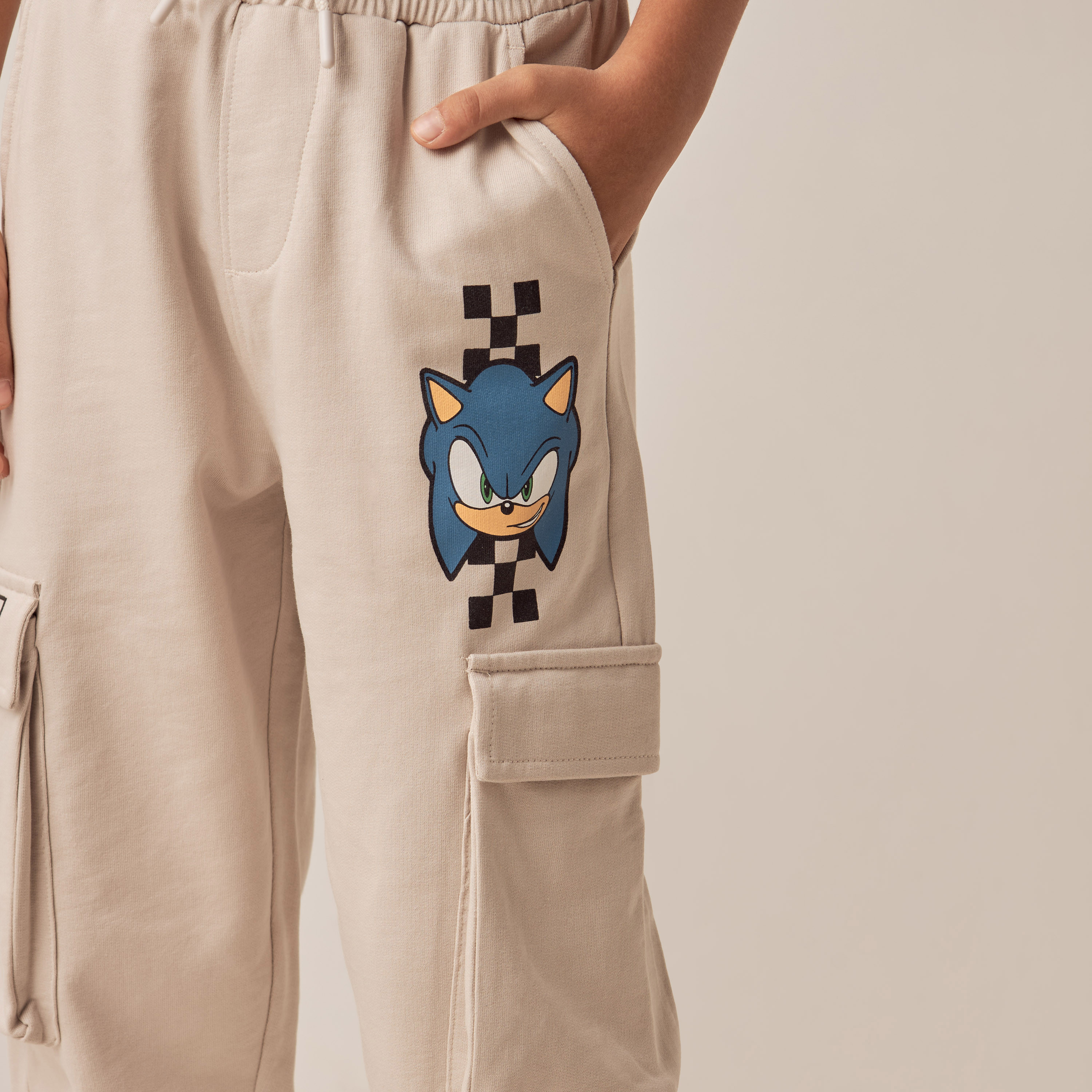 Sonic The Hedgehog Print Joggers with Drawstring Closure-boys-clothing-bottoms-joggersandtrackpants-image-4