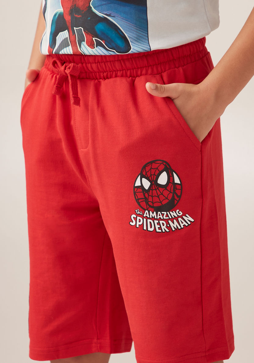 Spider-Man Print Shorts with Drawstring Closure and Pockets-Shorts-image-2