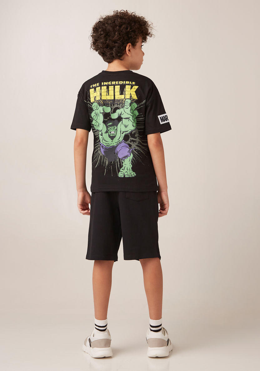 Hulk Print T-shirt and Shorts Set-Clothes Sets-image-3