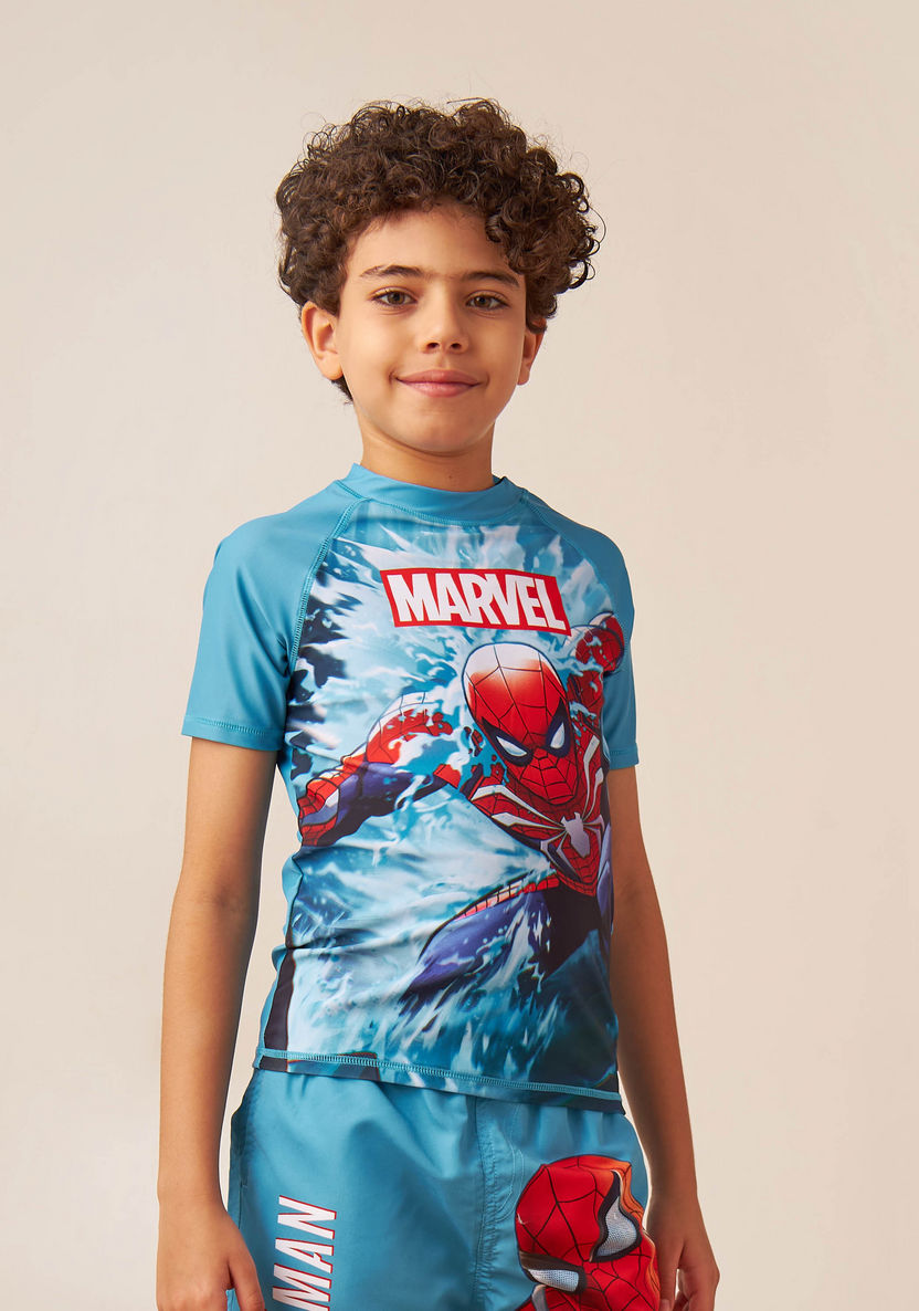 Spider-Man Print Rashguard and Swim Shorts Set-Swimwear-image-1
