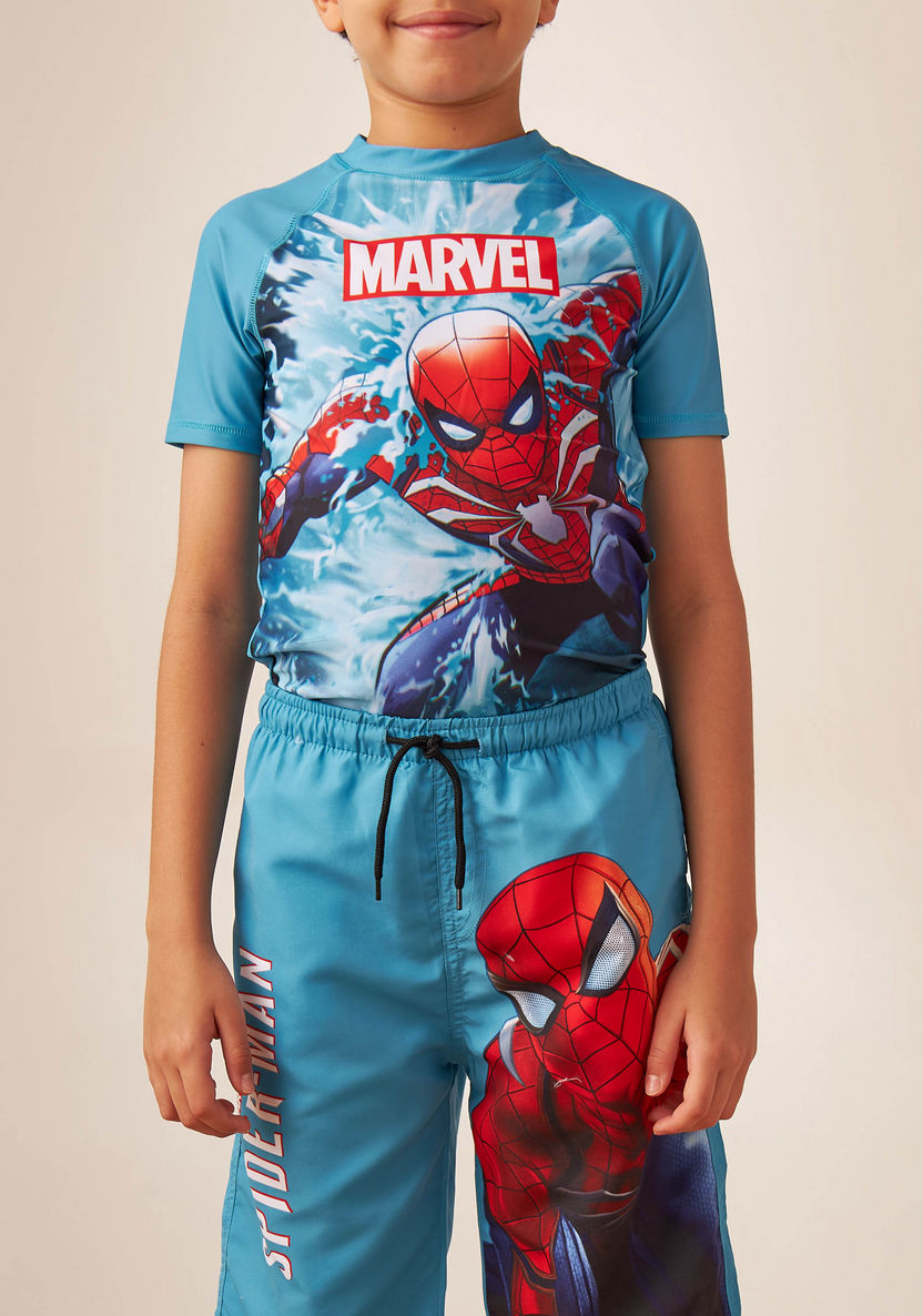 Spider-Man Print Rashguard and Swim Shorts Set-Swimwear-image-3