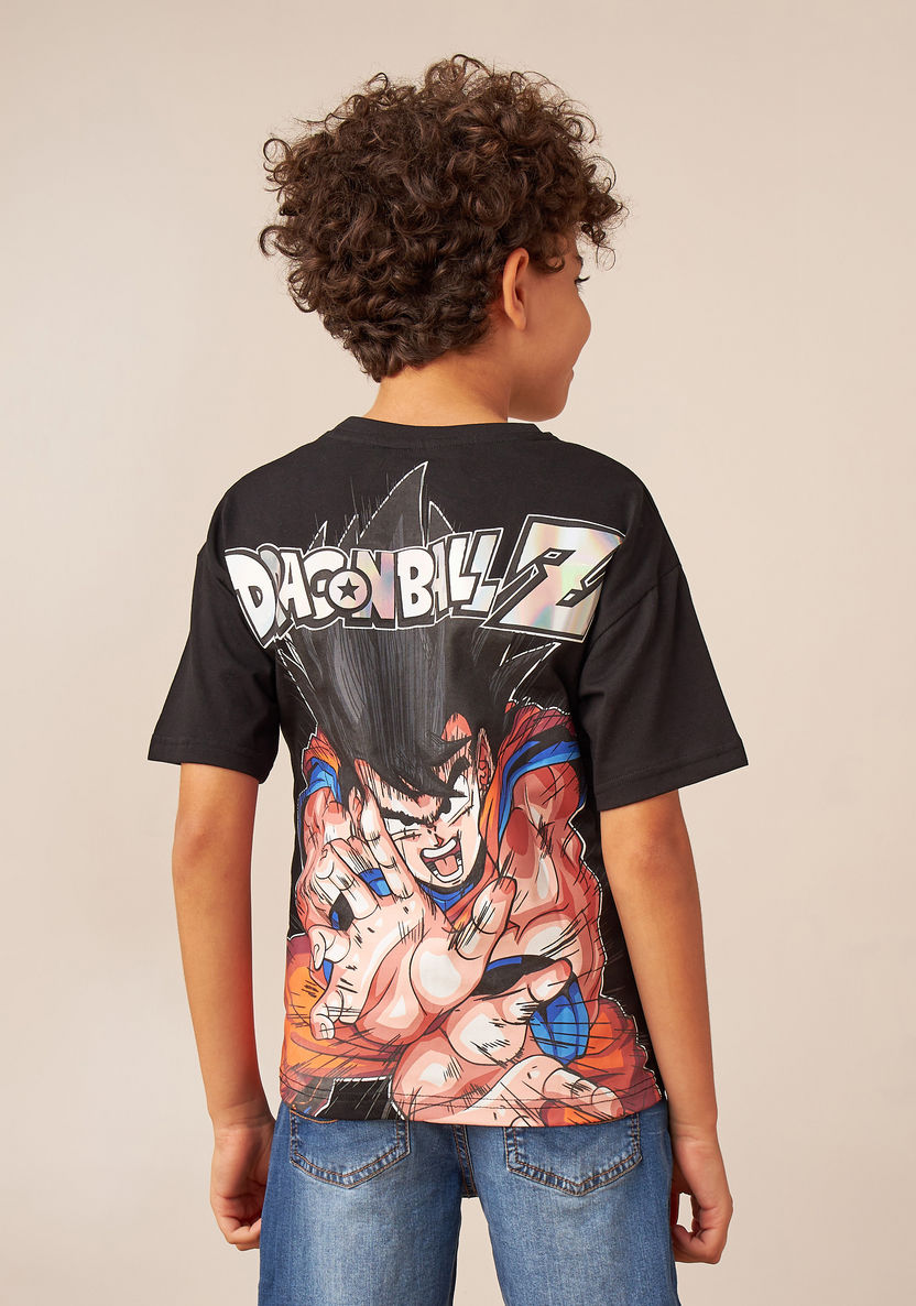TV Tokyo Dragon Ball Z Print T-shirt with Short Sleeves-T Shirts-image-3