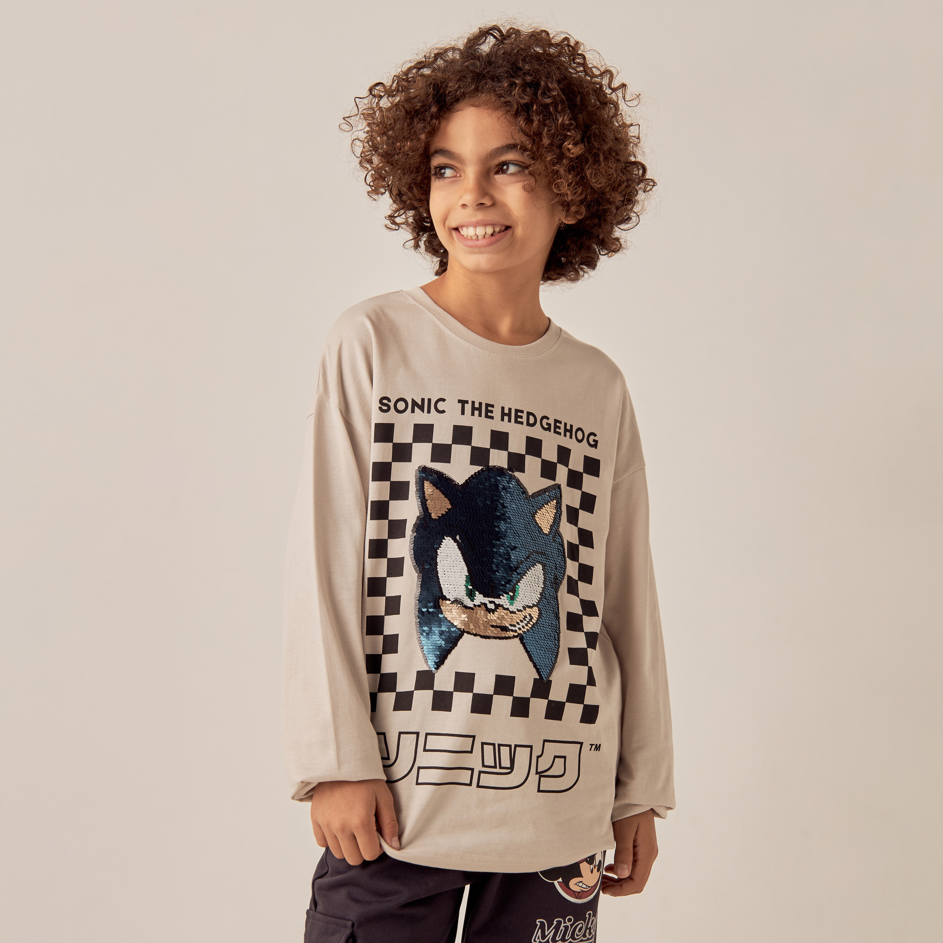 Sonic the Hedgehog Print T-shirt with Long Sleeves-boys-clothing-tshirtsandpolos-image-1