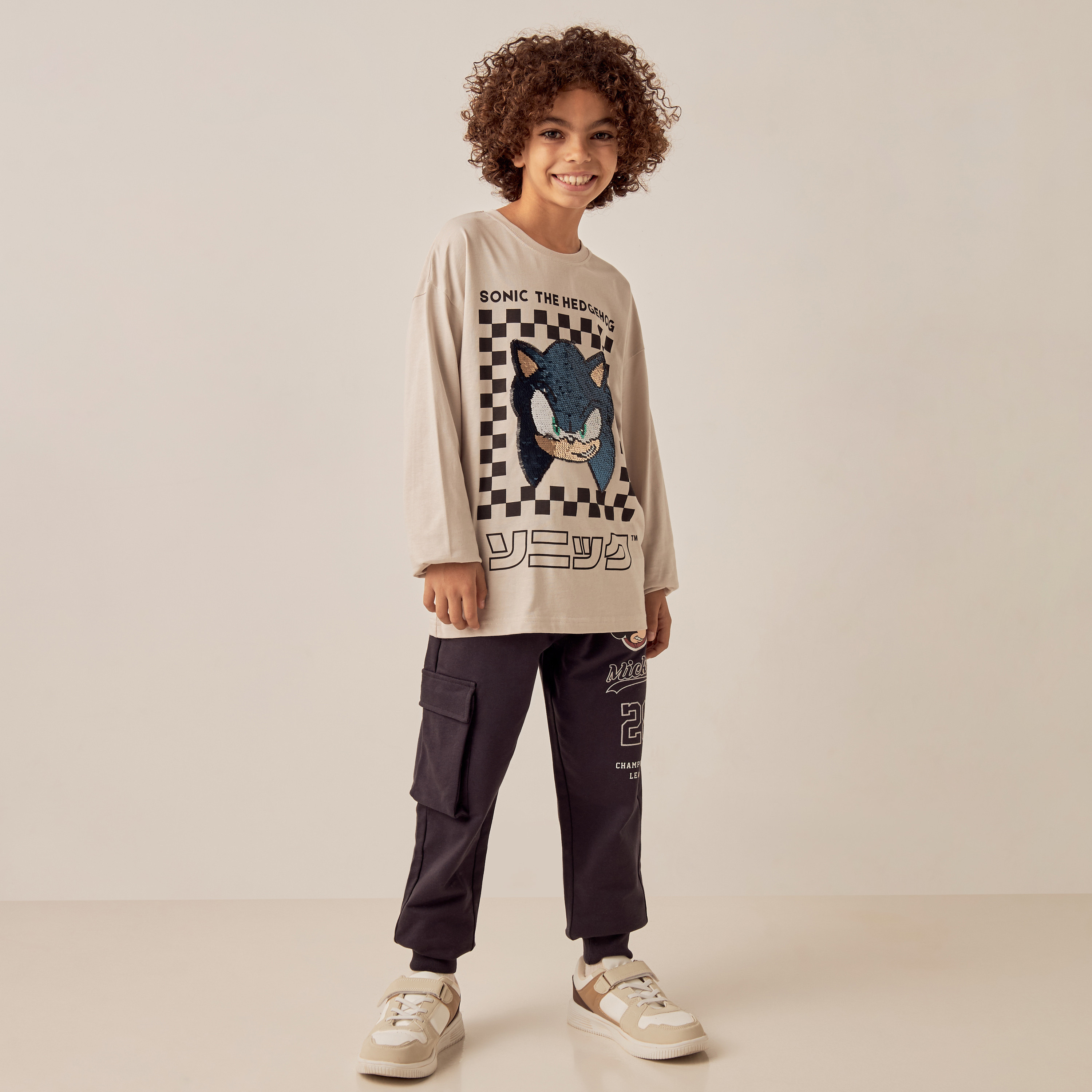 Sonic the Hedgehog Print T-shirt with Long Sleeves-boys-clothing-tshirtsandpolos-image-2