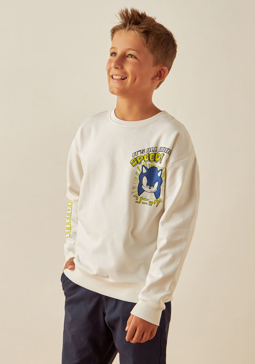 SEGA Sonic the Hedgehog Print Pullover with Crew Neck and Long Sleeves-Sweatshirts-image-0