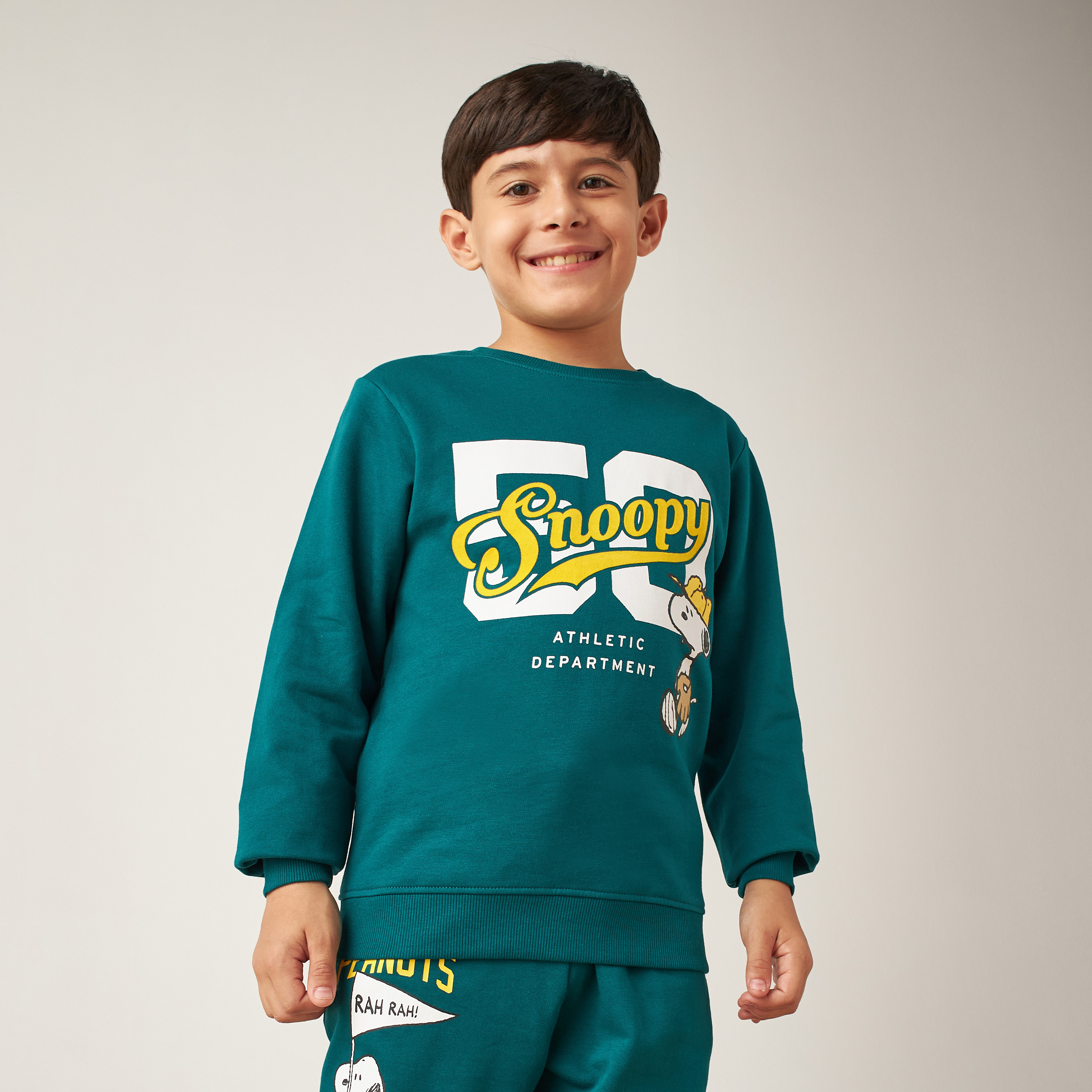 Snoopy Print Pullover with Long Sleeves-boys-clothing-jumpersandcardigans-image-1