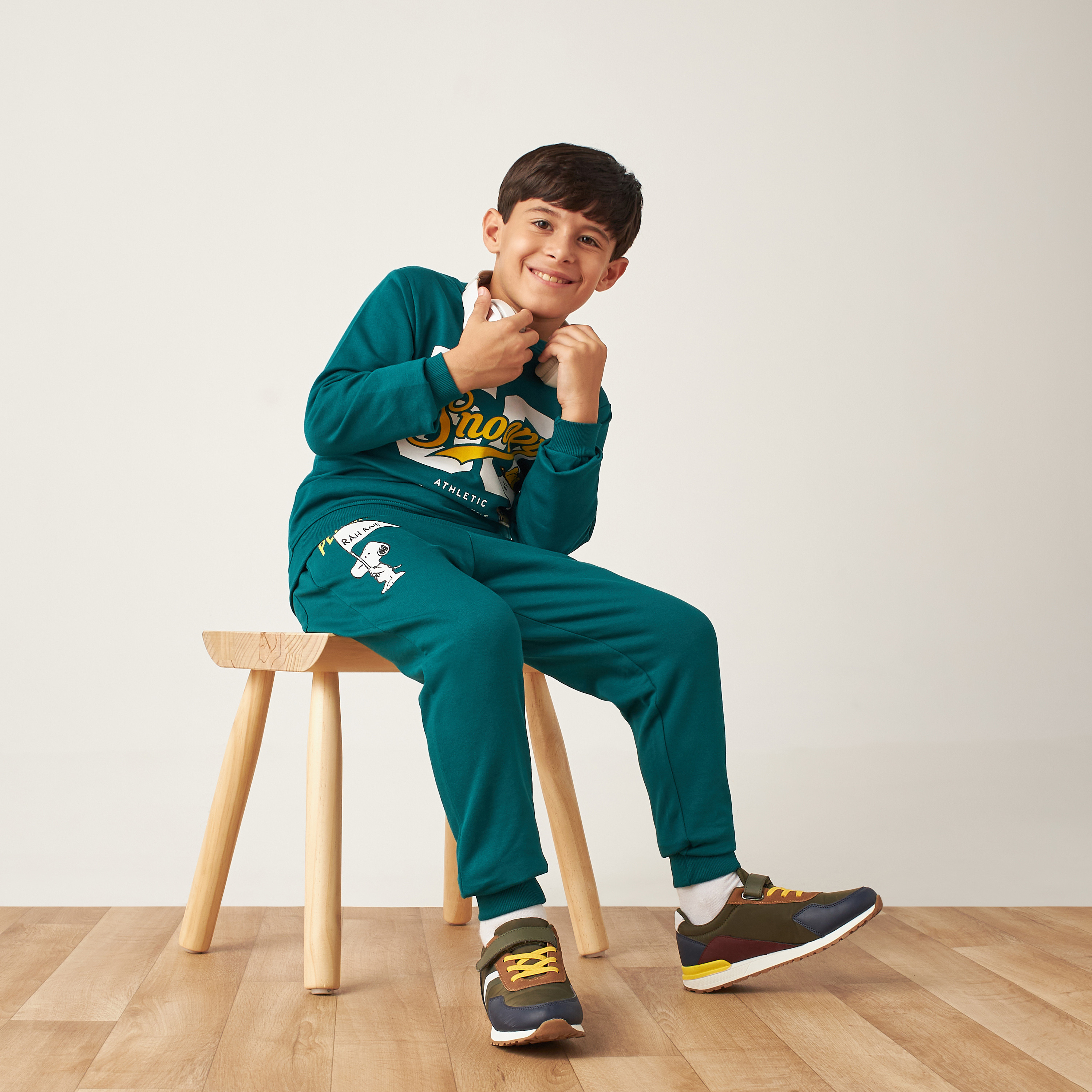Snoopy Print Pullover with Long Sleeves-boys-clothing-jumpersandcardigans-image-2