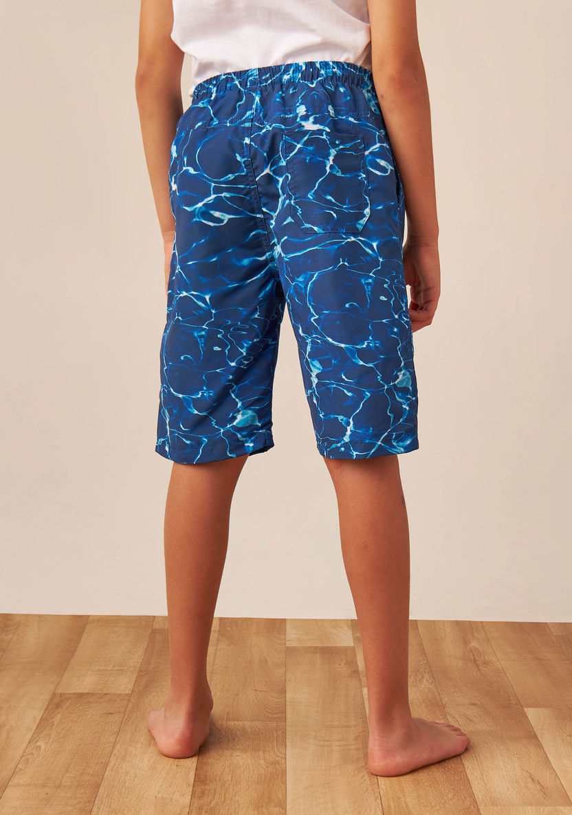 Snoopy Print Swim Shorts with Drawstring Closure-Swimwear-image-3