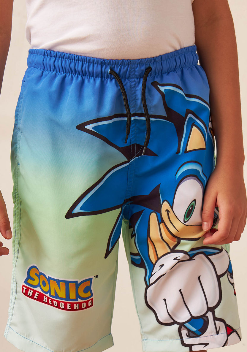SEGA Sonic the Hedgehog Print Swim Shorts with Drawstring Closure-Swimwear-image-2