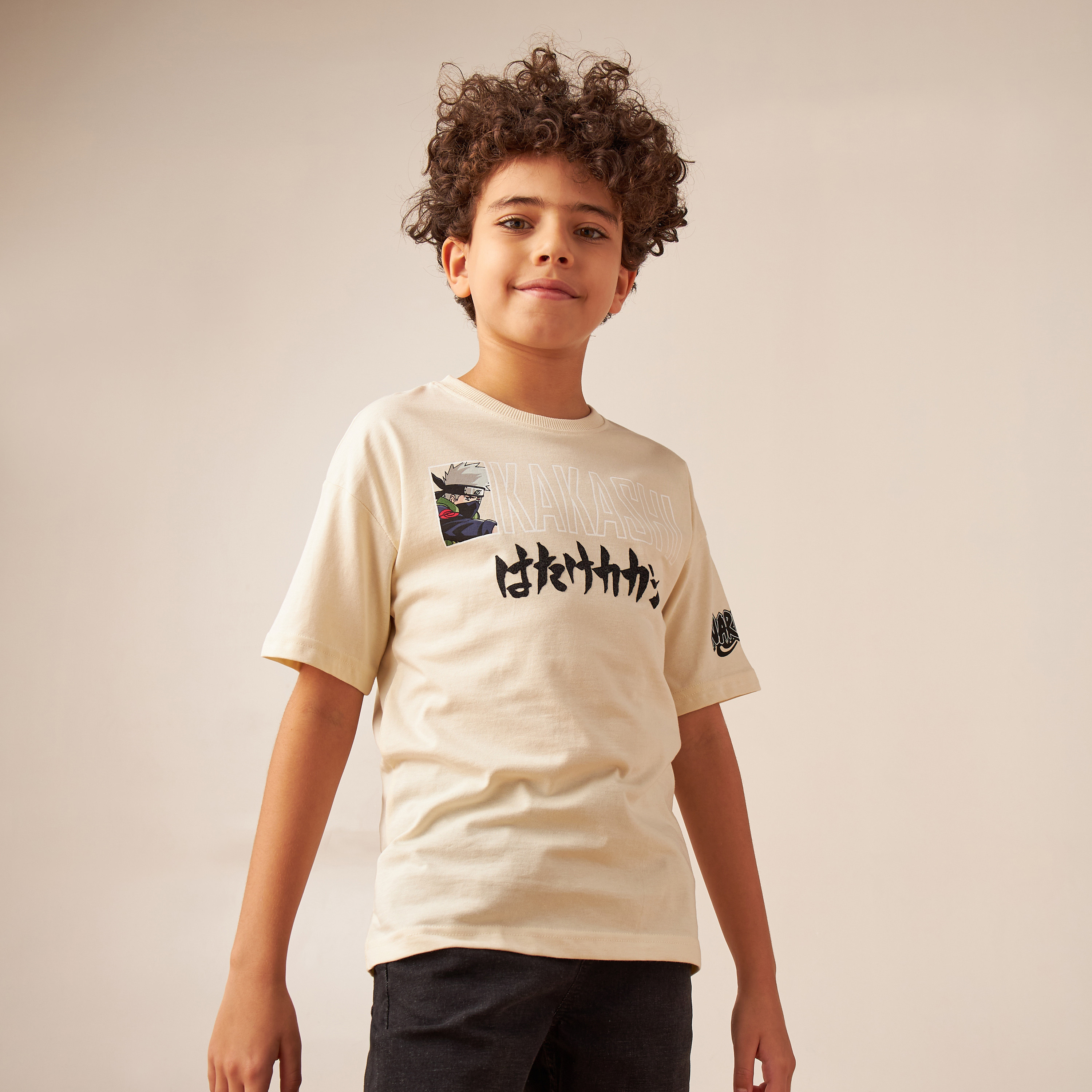 TV Tokyo Naruto Print Crew Neck T-shirt with Short Sleeves-boys-clothing-tshirtsandpolos-image-1