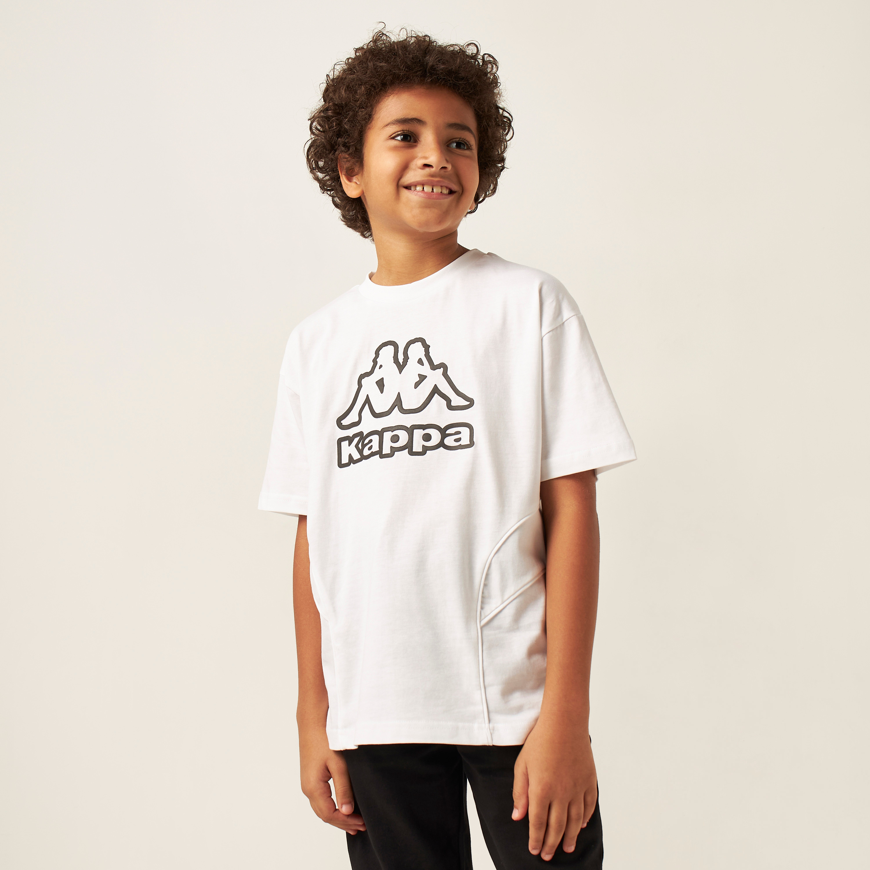 Kappa Logo Print Panelled T-shirt with Short Sleeves-boys-clothing-tshirtsandpolos-image-1
