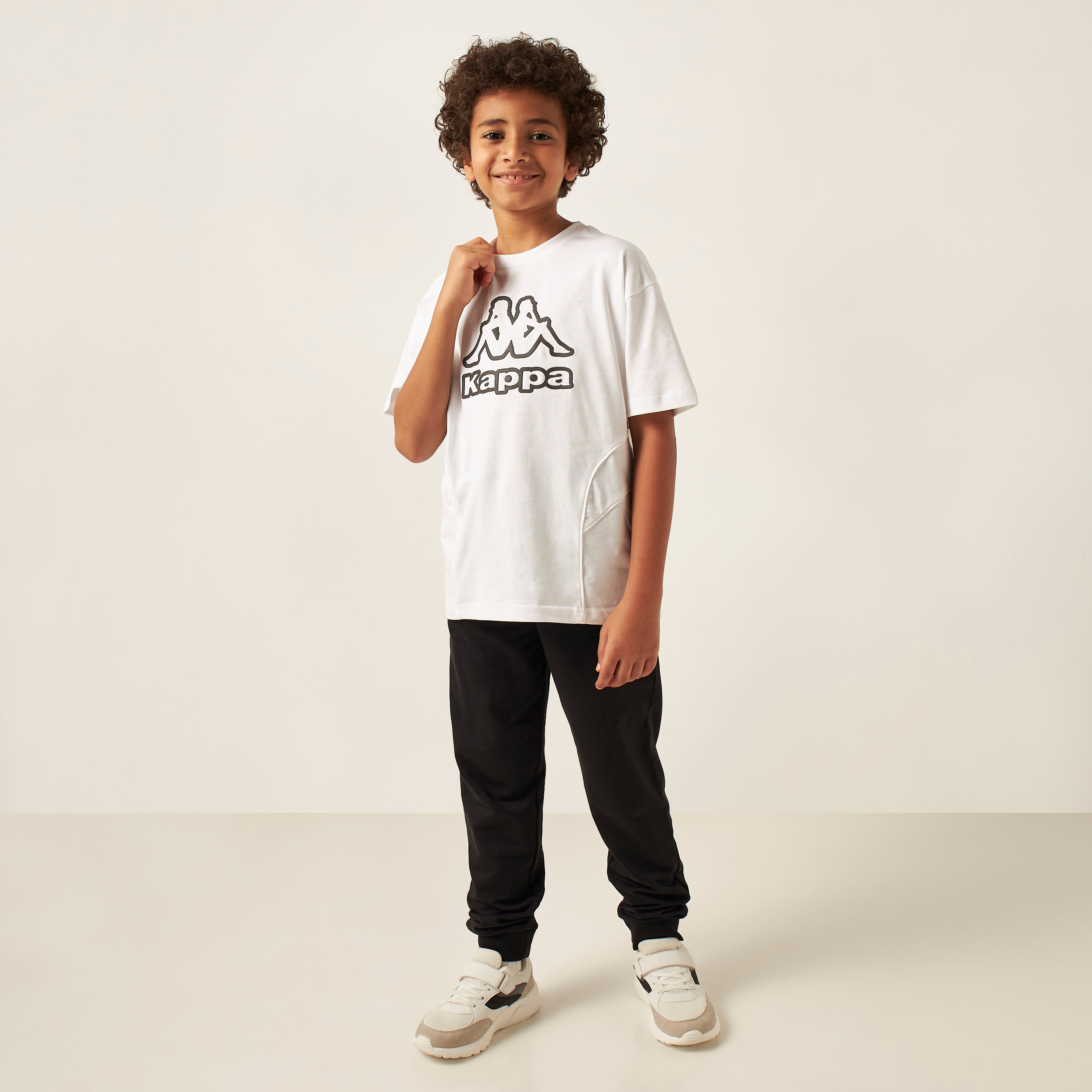 Kappa Logo Print Panelled T-shirt with Short Sleeves-boys-clothing-tshirtsandpolos-image-2