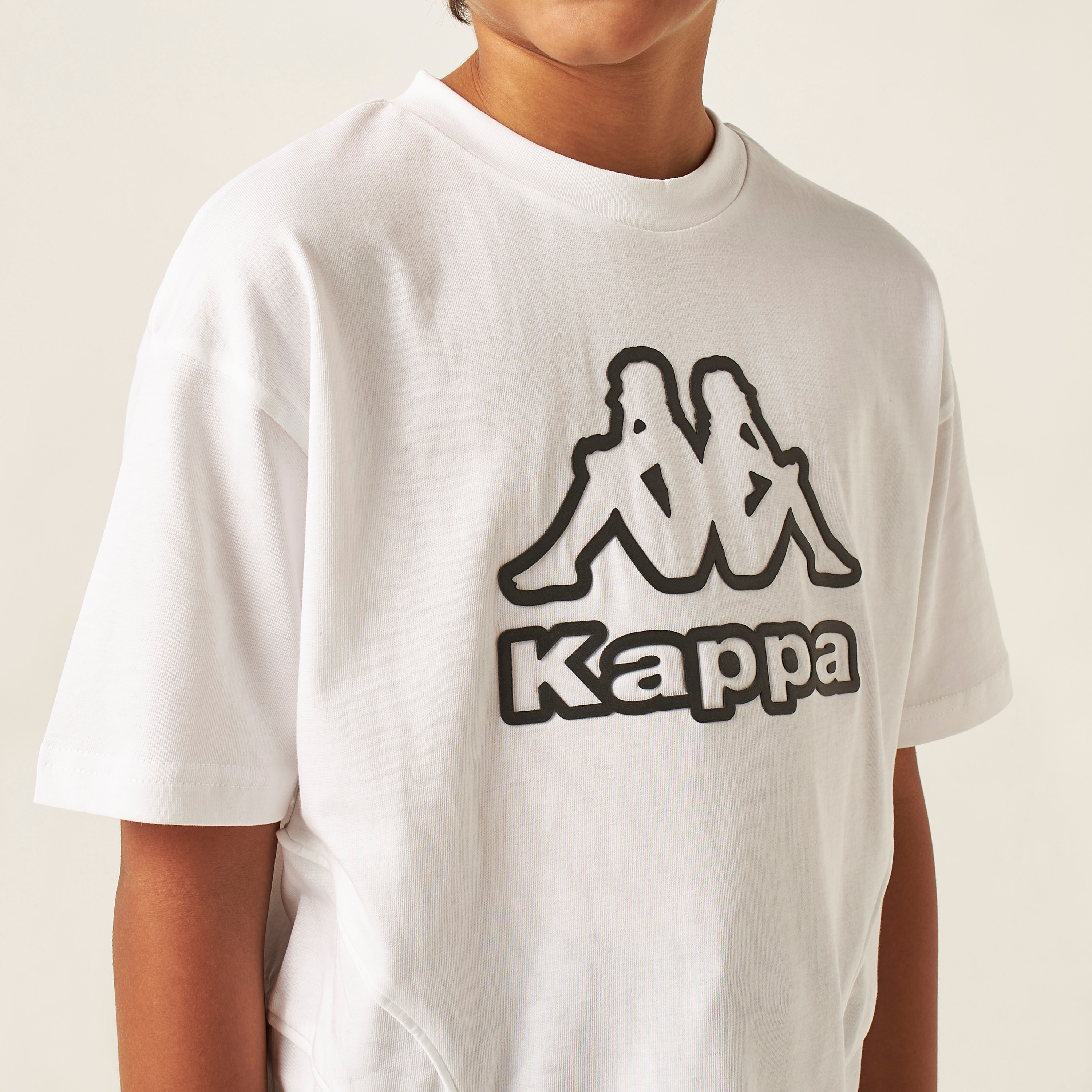 Kappa Logo Print Panelled T-shirt with Short Sleeves-boys-clothing-tshirtsandpolos-image-3