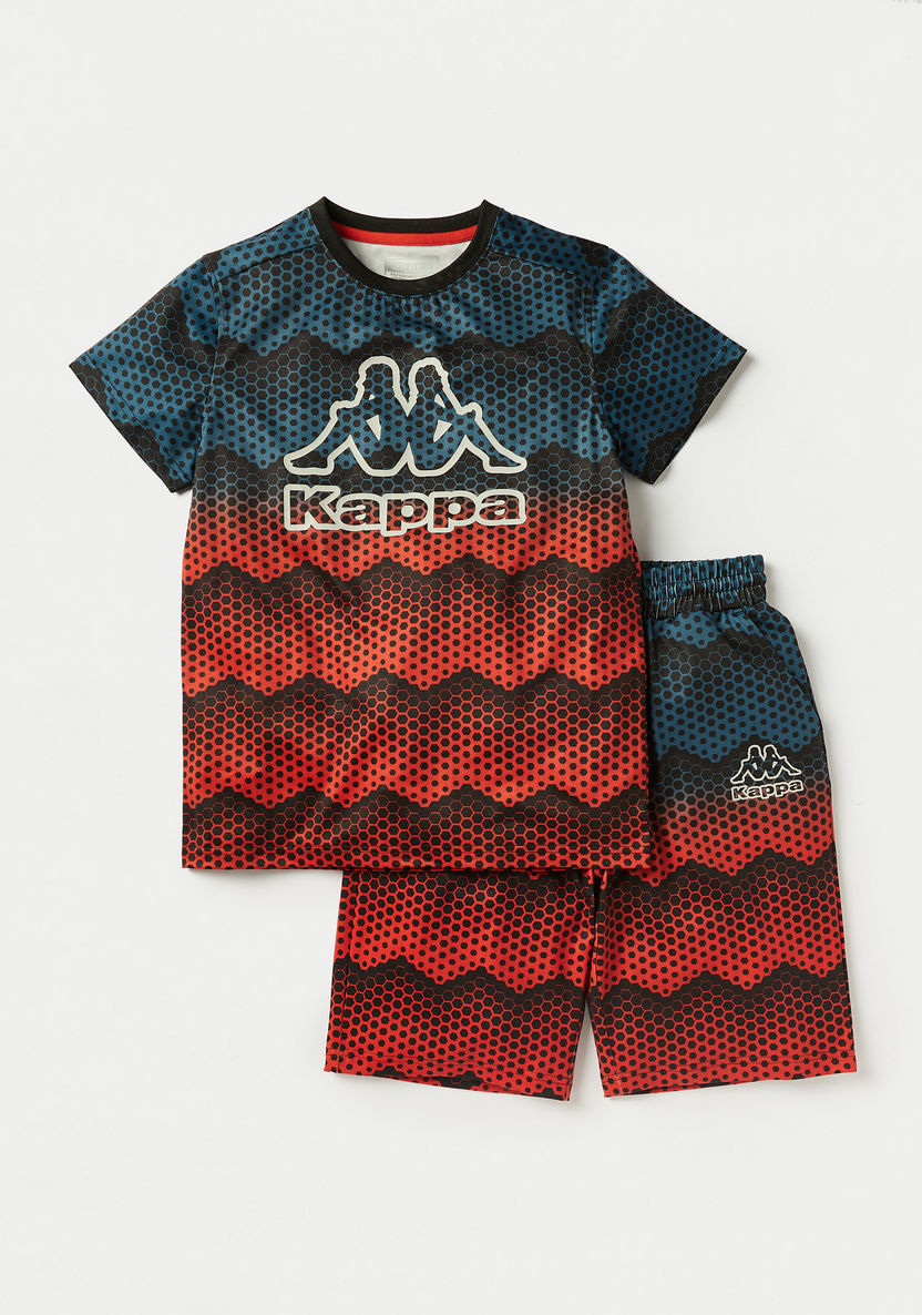 Kappa All-Over Graphic Print T-shirt and Elasticated Shorts Set-Clothes Sets-image-0